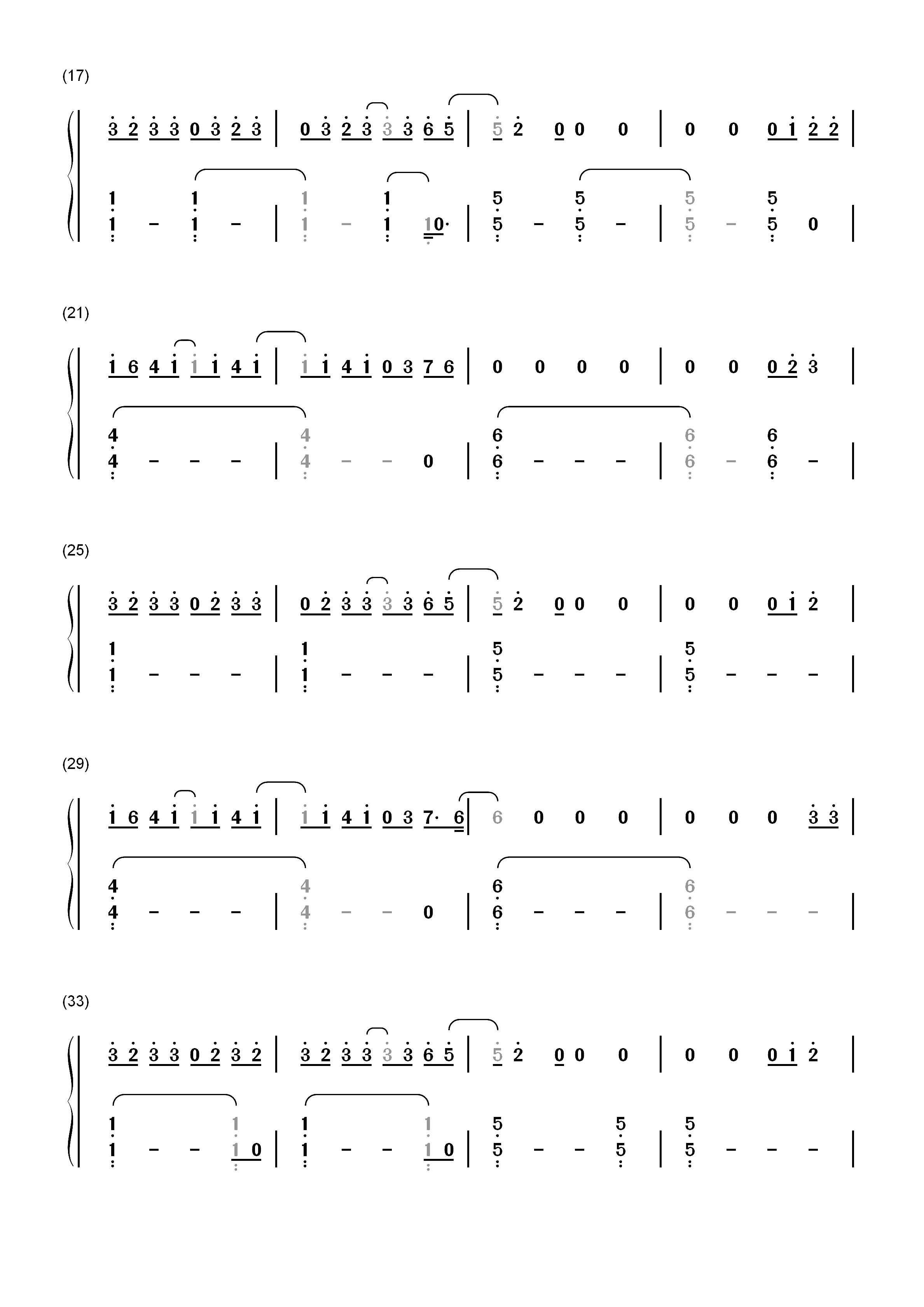 初学者-A测试之爱情大冒险主题曲双手简谱预览2