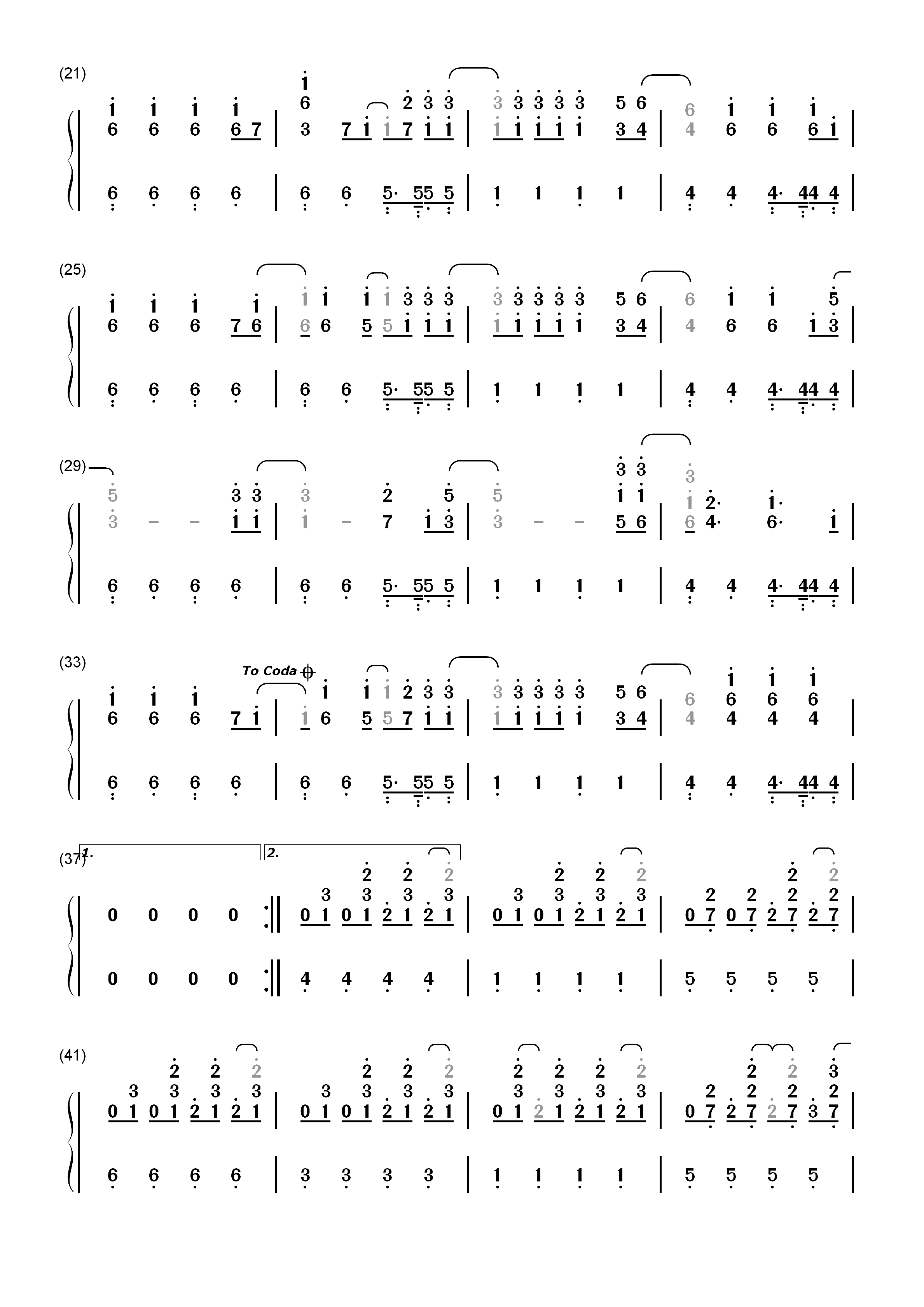 Blind-Kesha双手简谱预览2