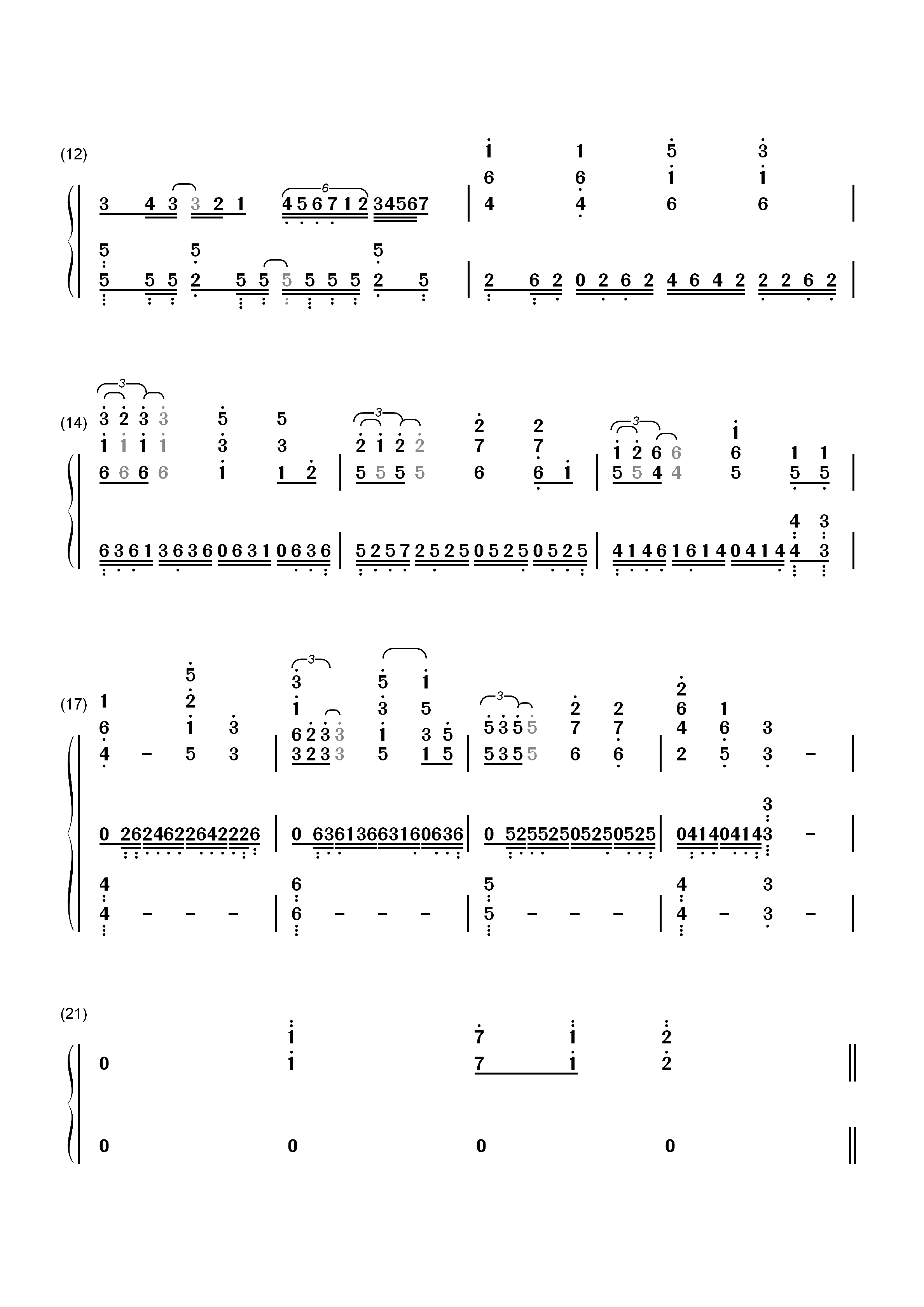 ninelie-甲铁城的卡巴内利ED双手简谱预览2