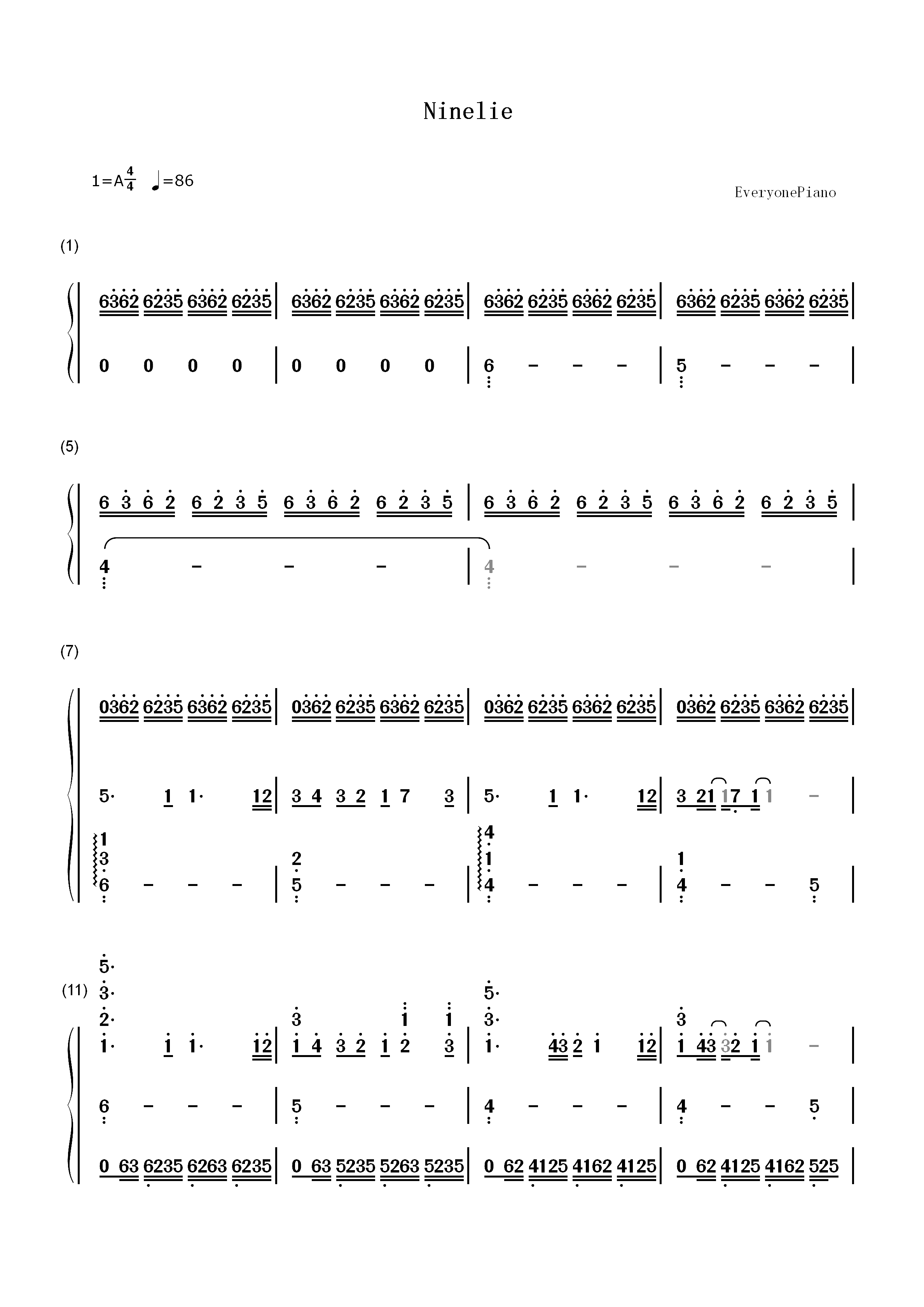 Ninelie-甲铁城的卡巴内利ED双手简谱预览1