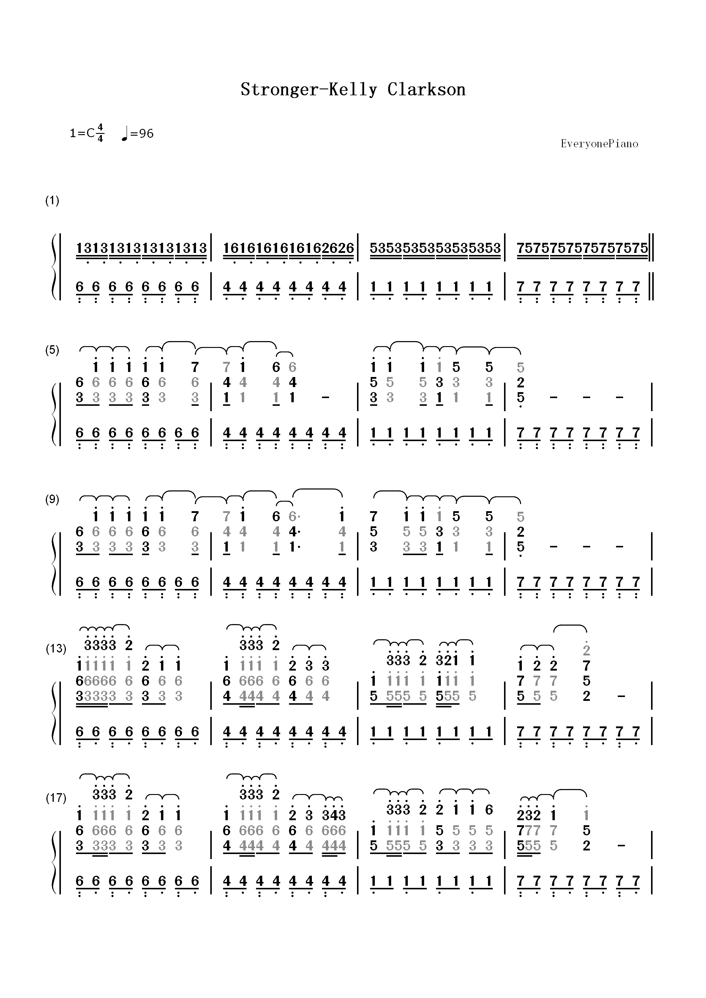 Stronger-Kelly Clarkson双手简谱预览1