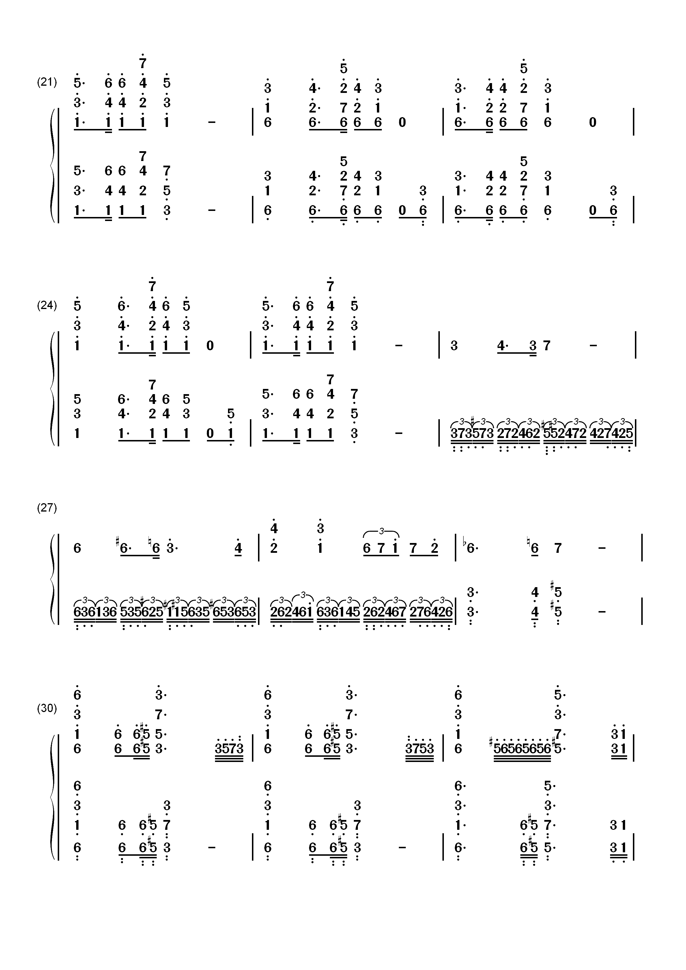 格里格钢琴变奏曲双手简谱预览3