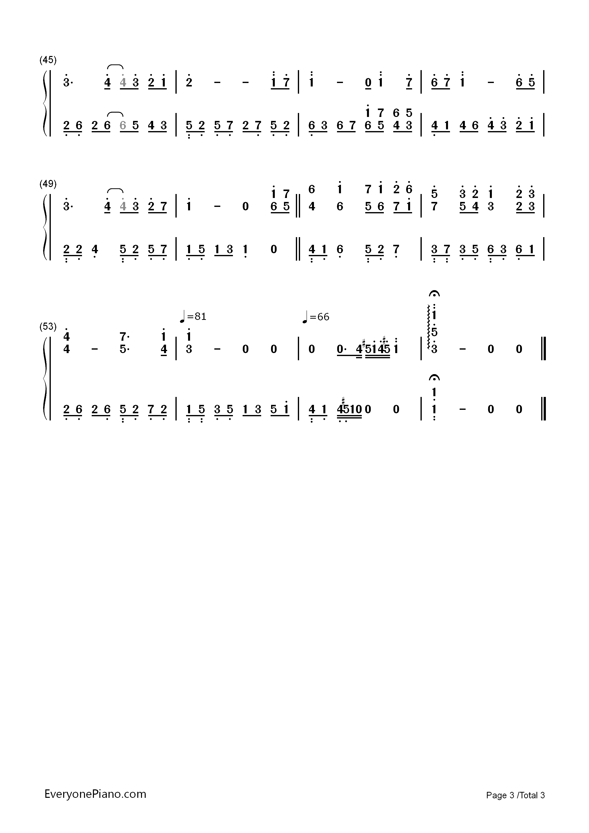 さくらいろチェリッシュ-TV动画《黄金拼图》插曲双手简谱预览3