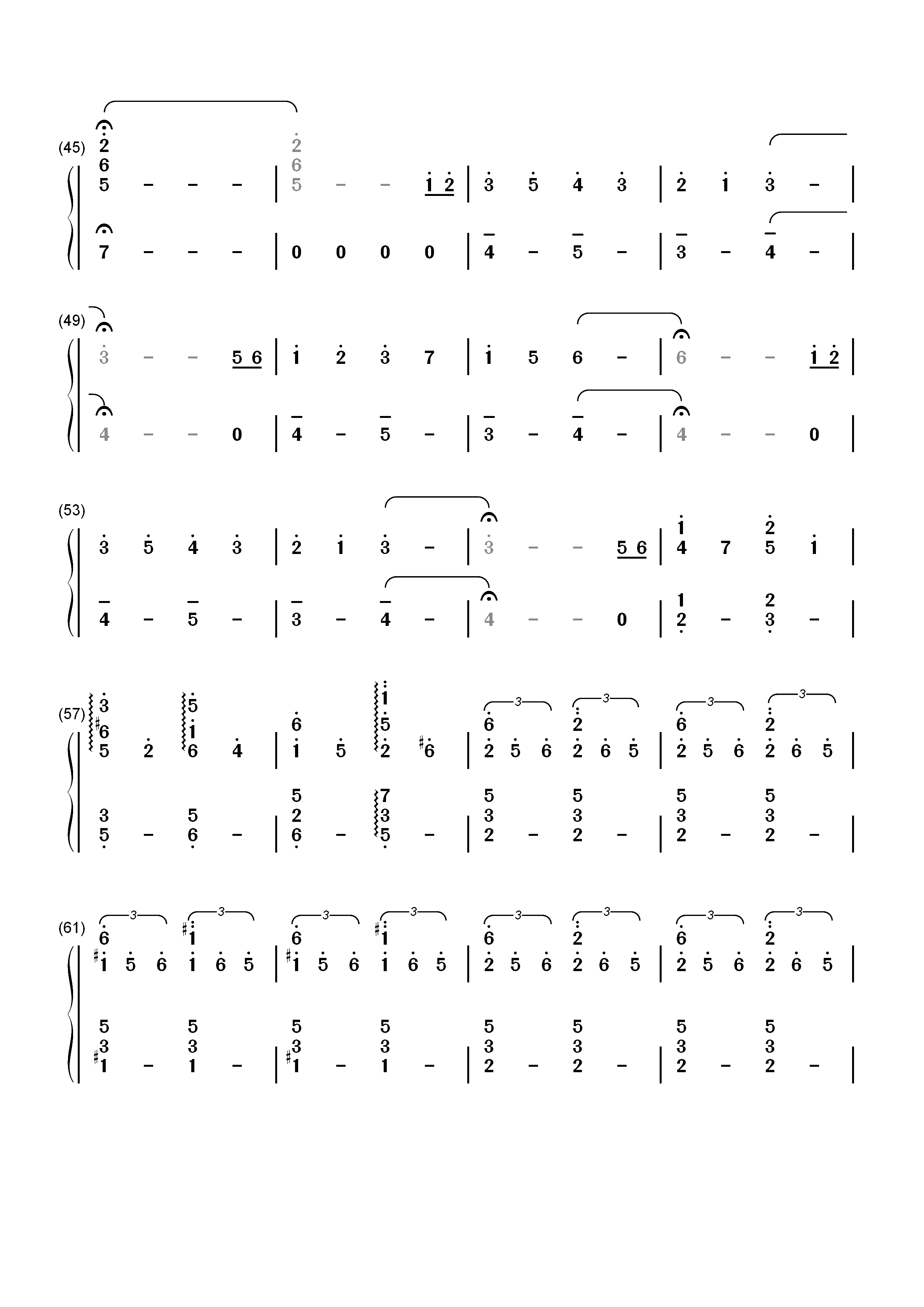 三葉のテーマ-《你的名字》三叶角色主题音乐双手简谱预览3