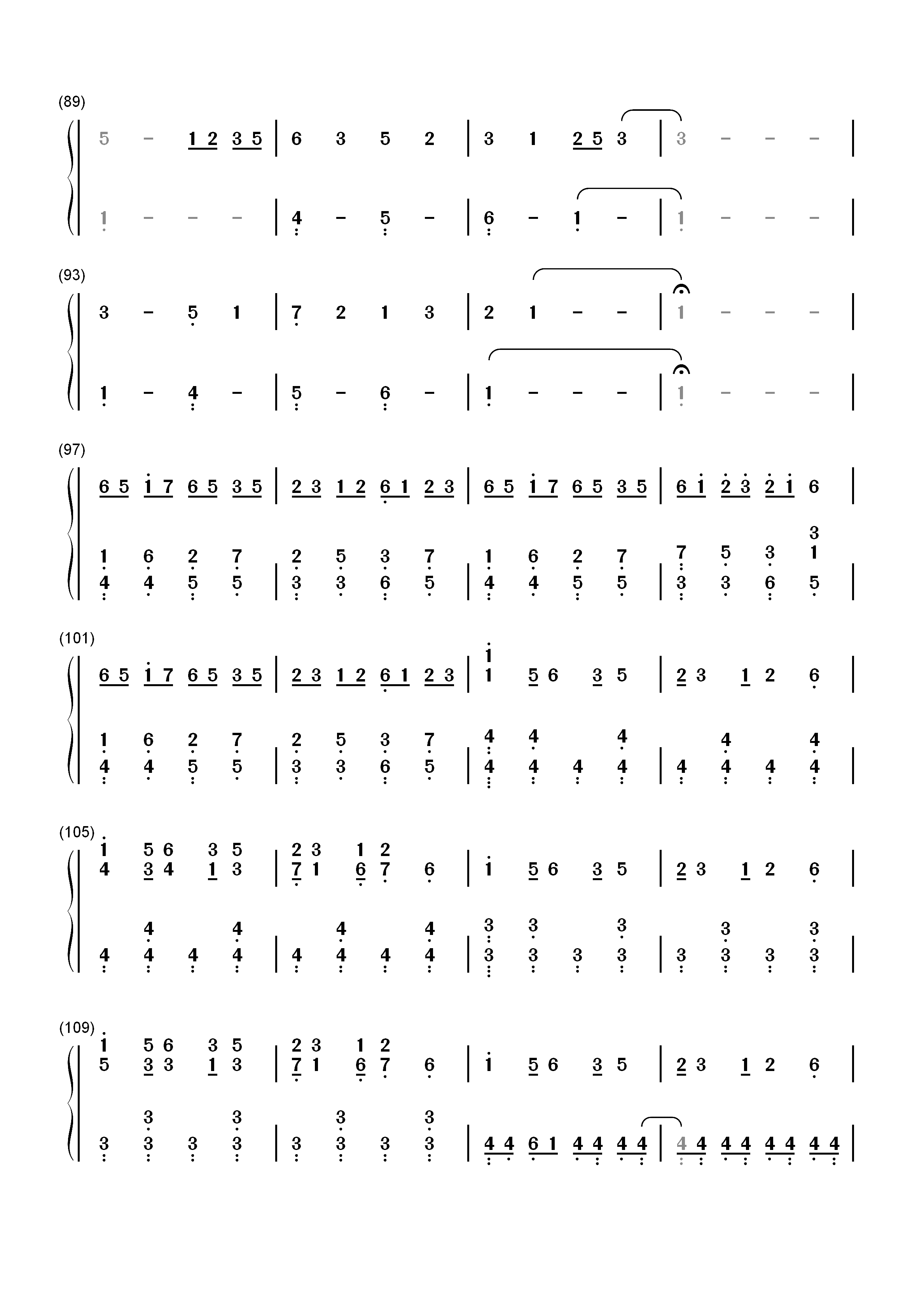 三葉のテーマ-《你的名字》三叶角色主题音乐双手简谱预览5