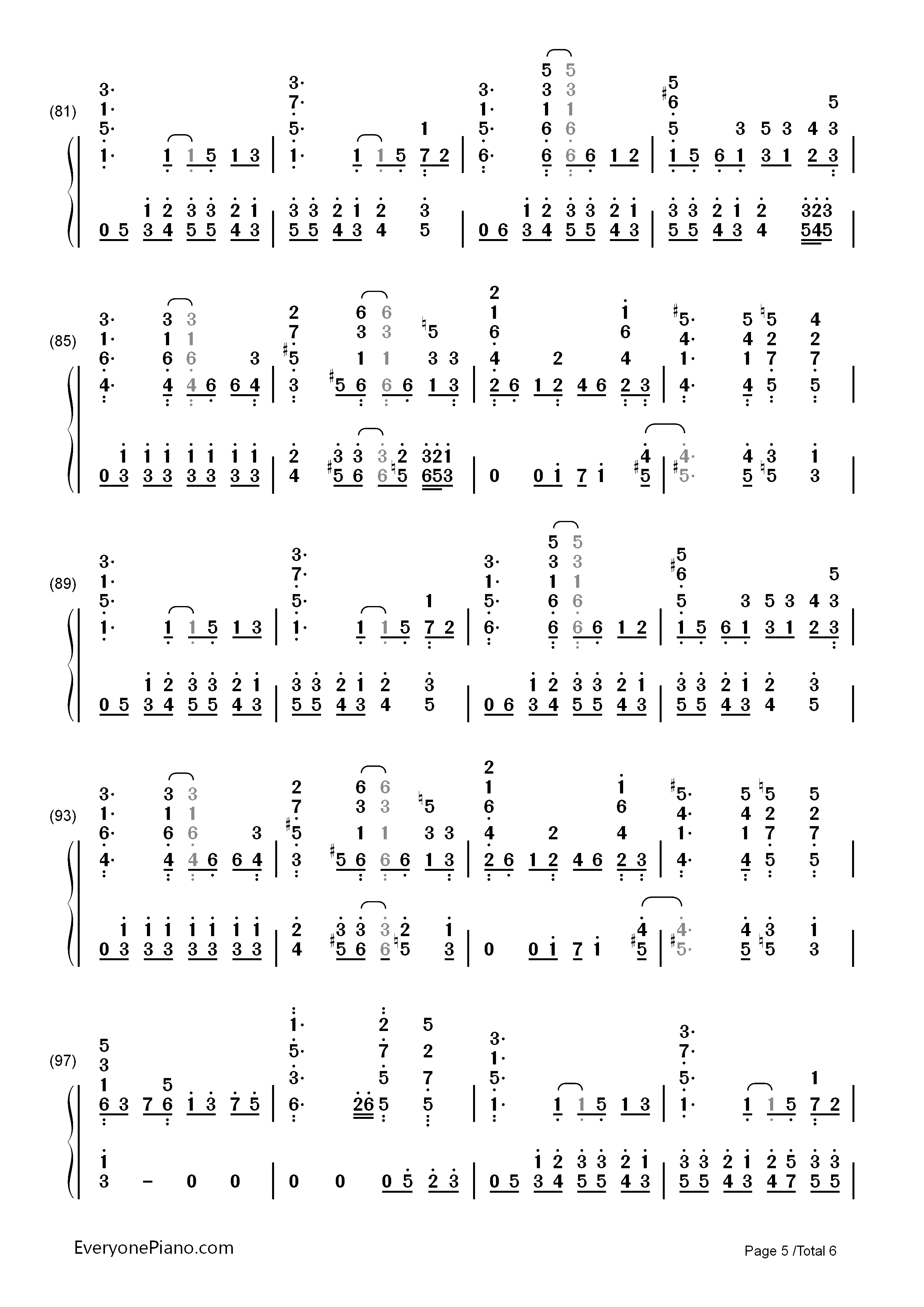 真夏の果実-电影《稻村珍》主题曲双手简谱预览5