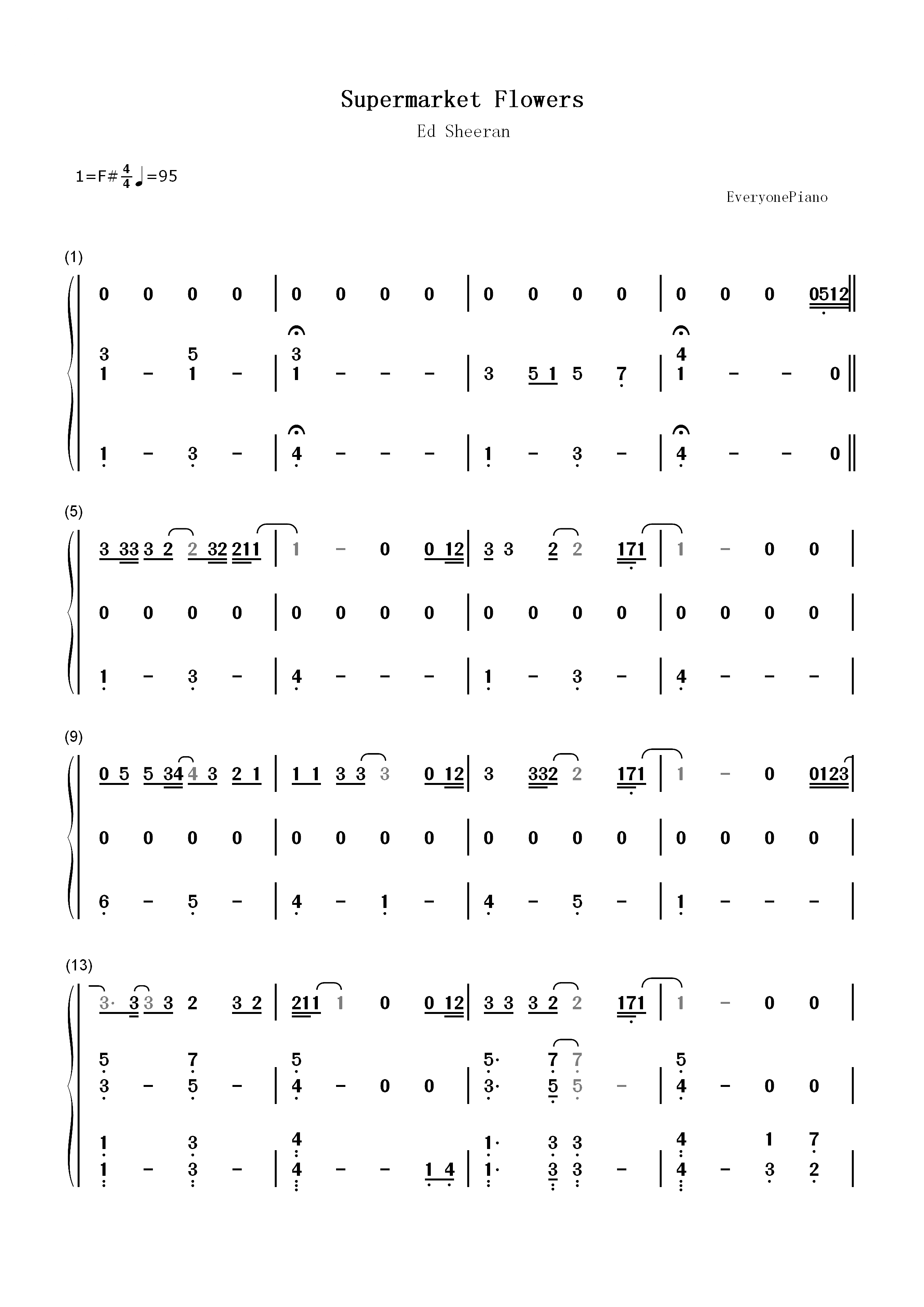 Supermarket Flowers-Ed Sheeran双手简谱预览1