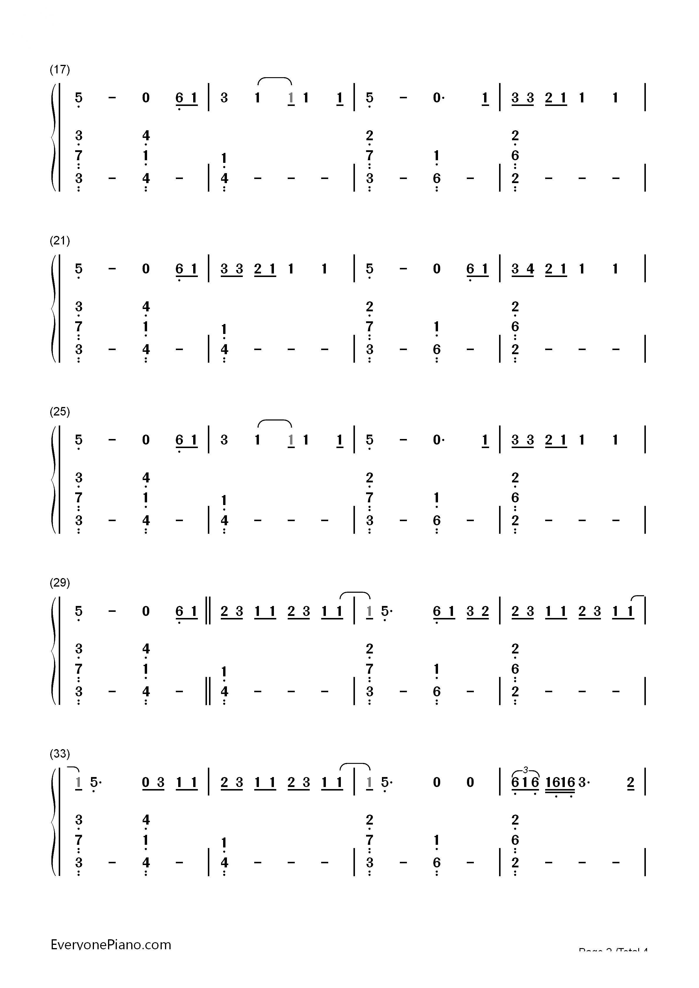 Slide-Calvin Harris双手简谱预览2