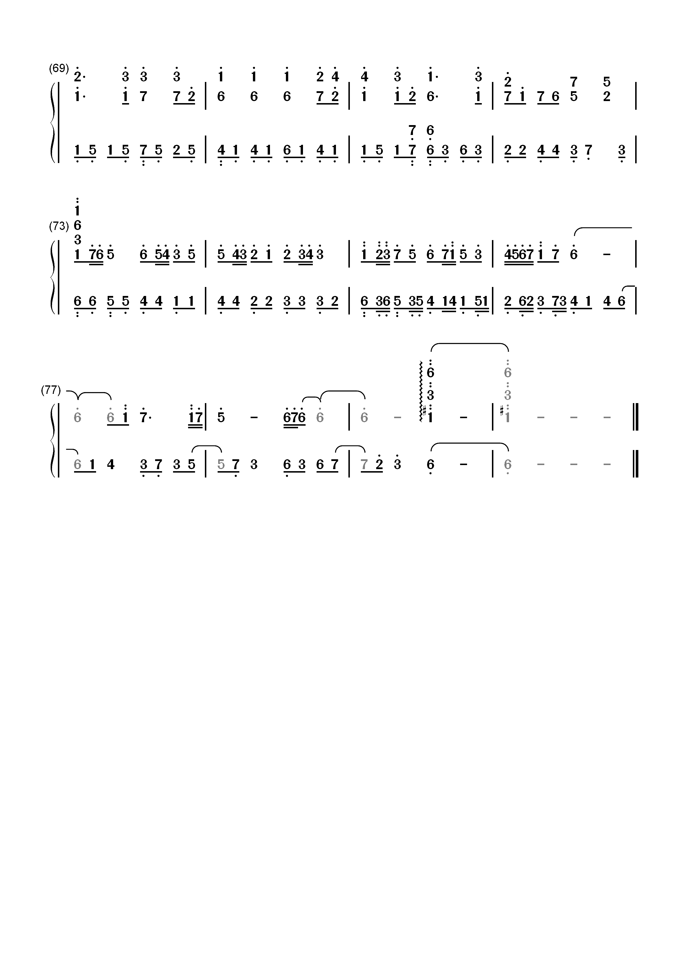 光の旋律-空之音OP双手简谱预览4