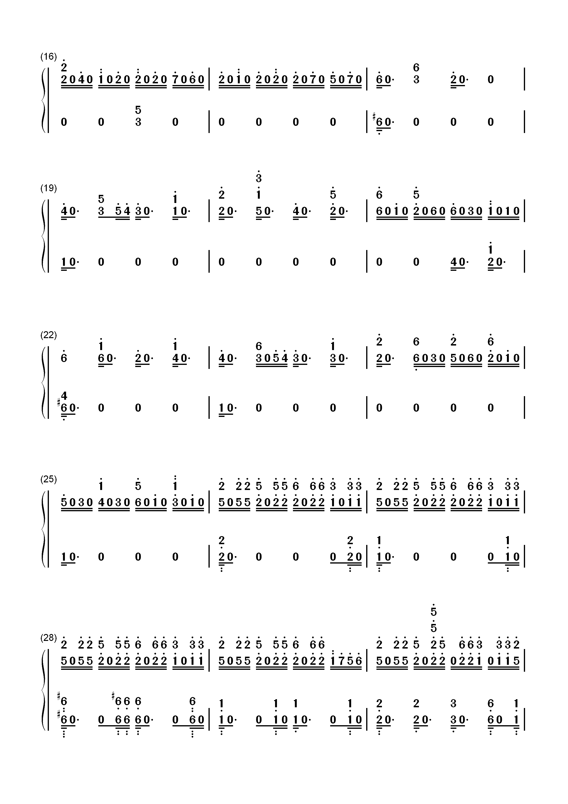 Fable-Deemo游戏歌曲双手简谱预览2