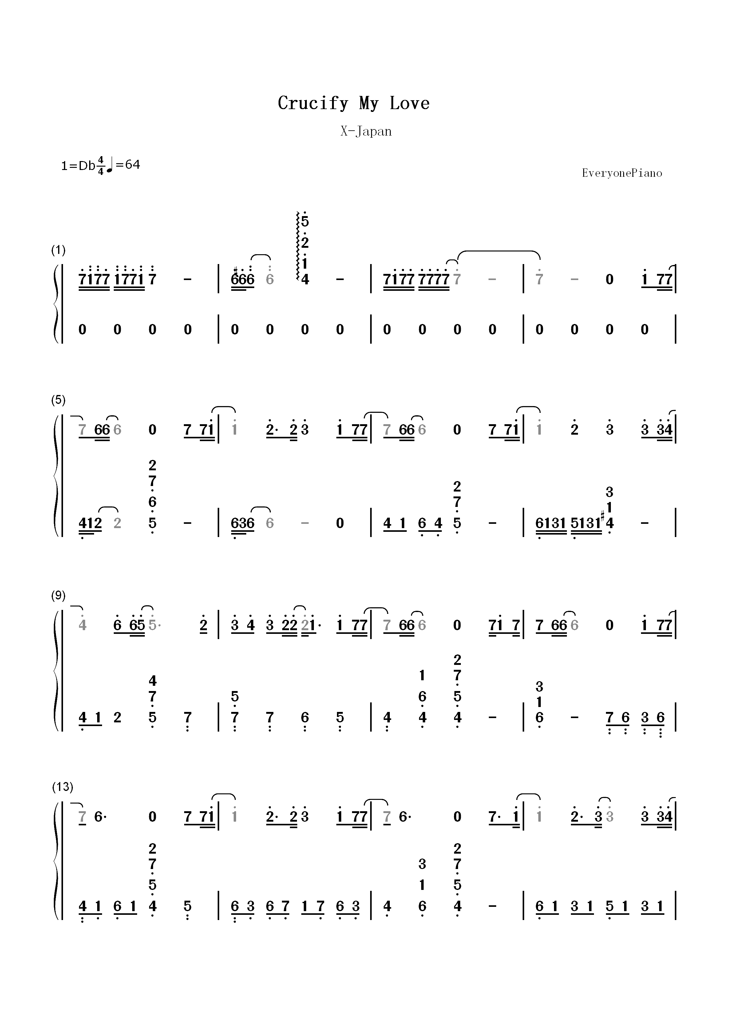 Crucify My Love-X Japan双手简谱预览1