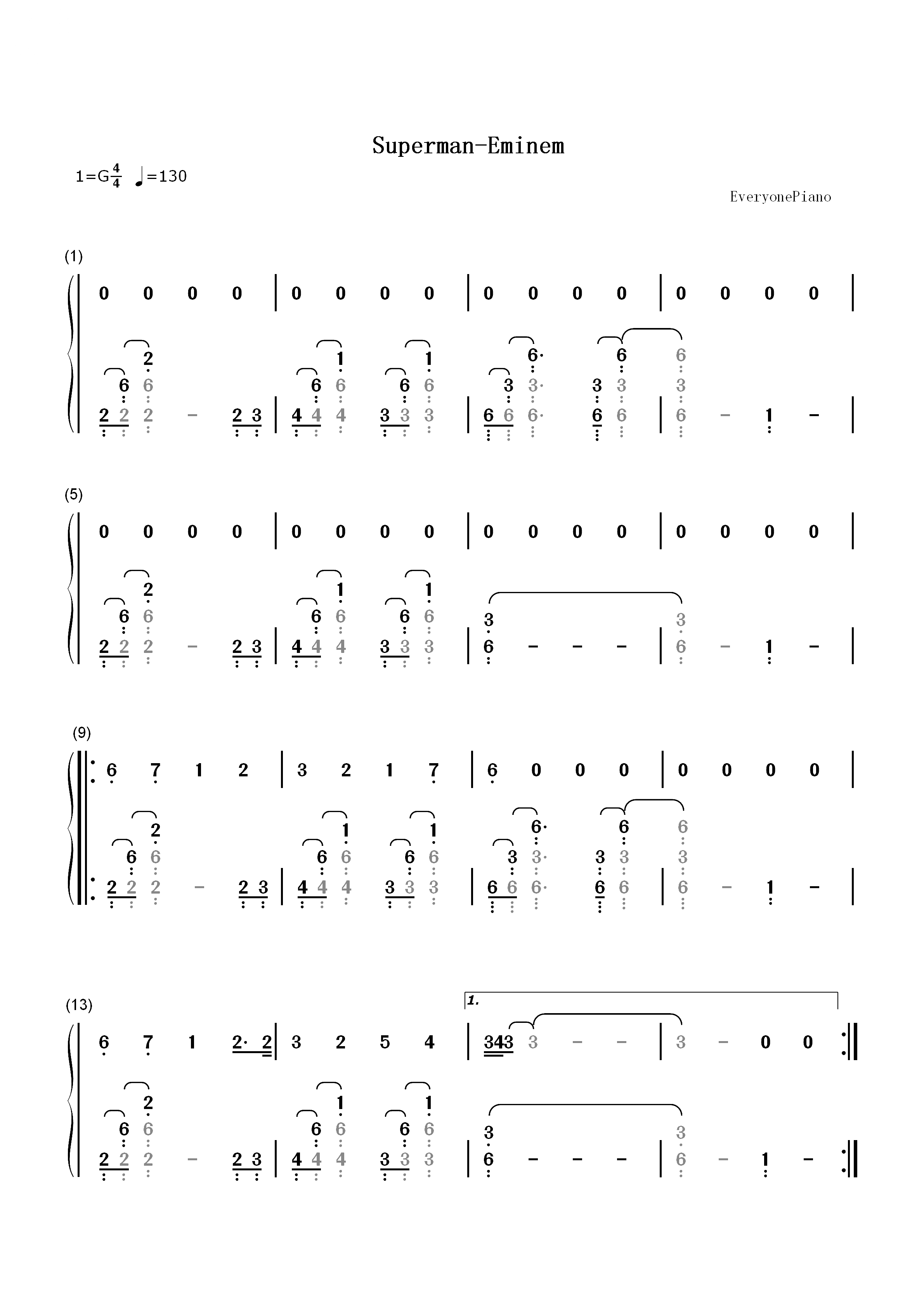 Superman-Eminem双手简谱预览1