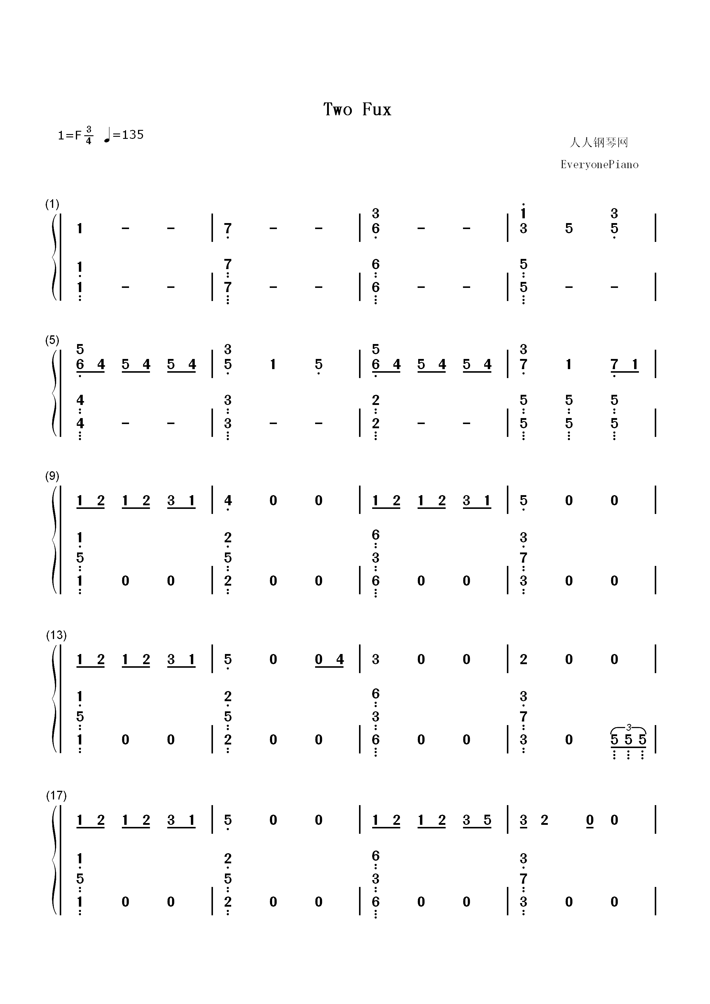 Two Fux-Adam Lambert双手简谱预览1