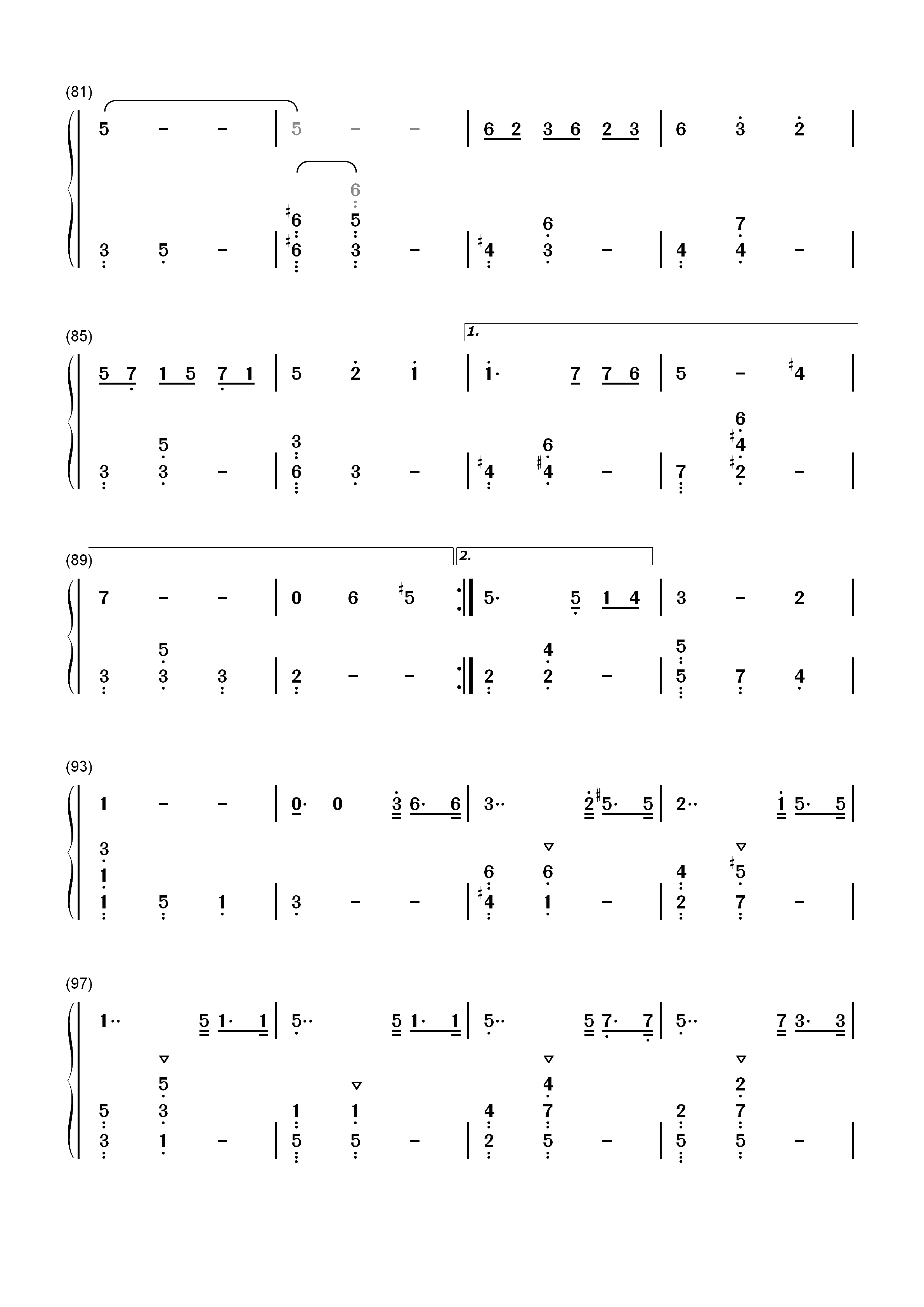 水面のワルツ-水面华尔兹双手简谱预览5