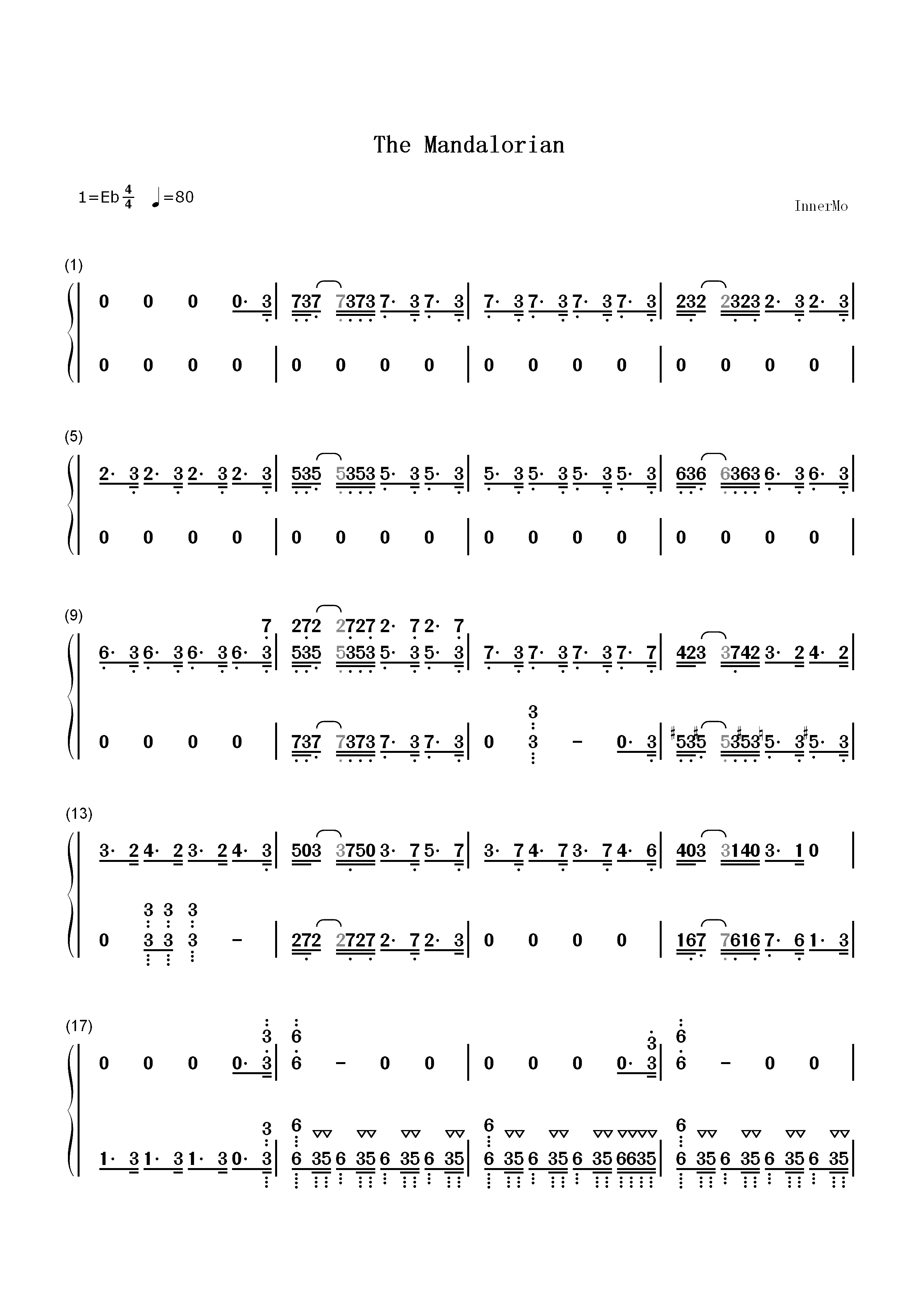 The Mandalorian-曼达洛人OST双手简谱预览1