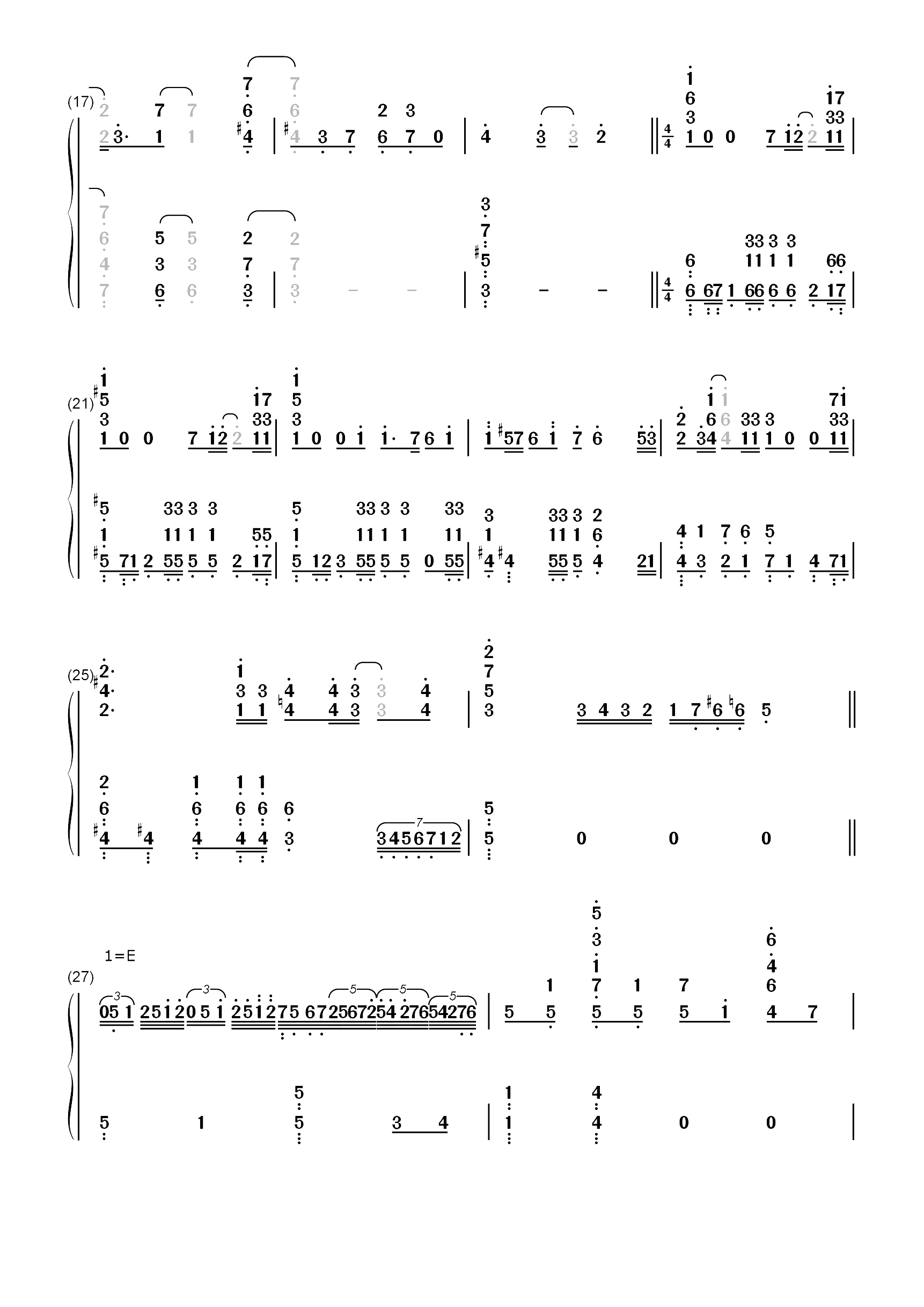 ありがとうはこっちの言葉-索玛丽与森林之神OP双手简谱预览2