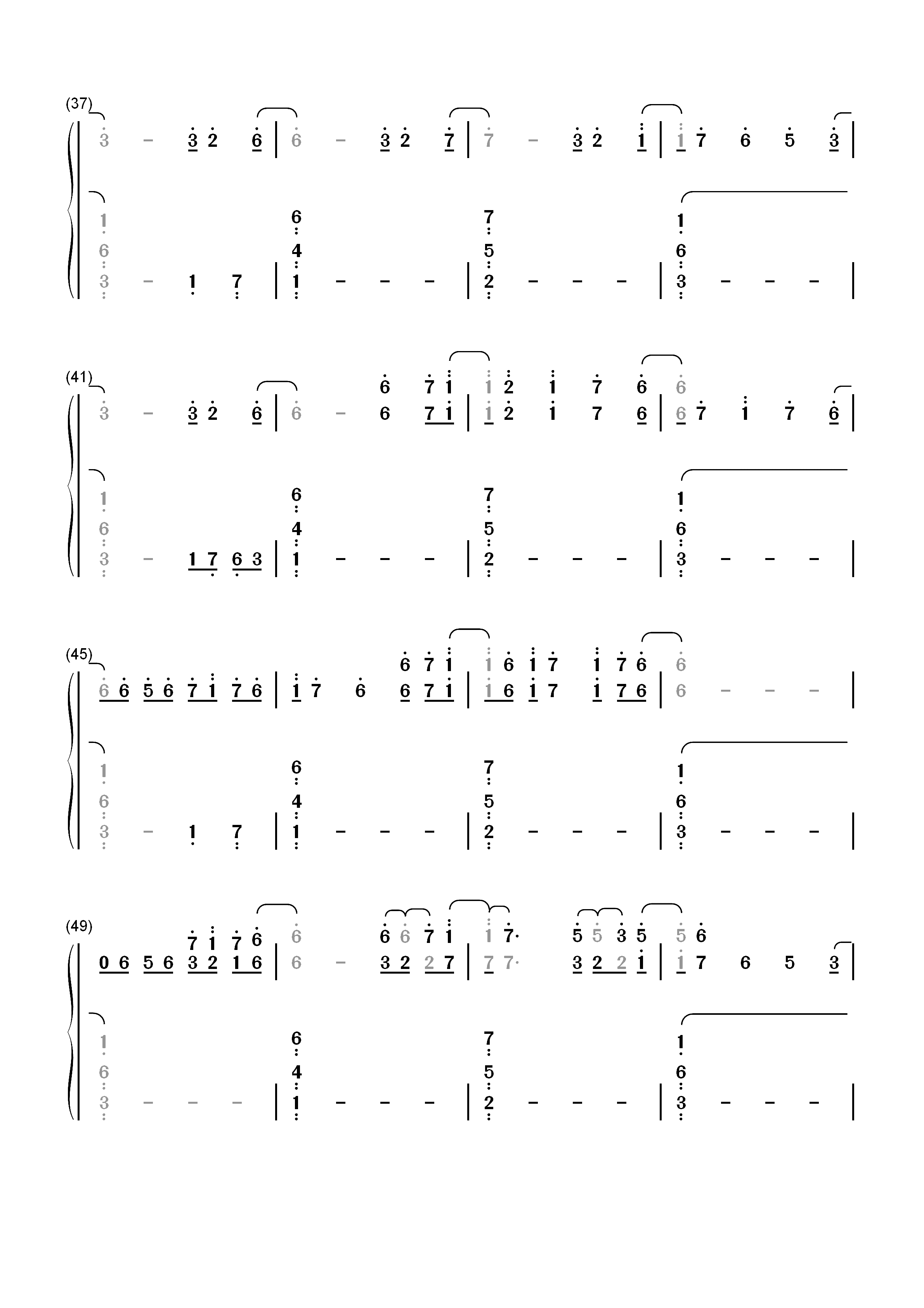 Asphyxia-抖音超火背景音乐双手简谱预览3