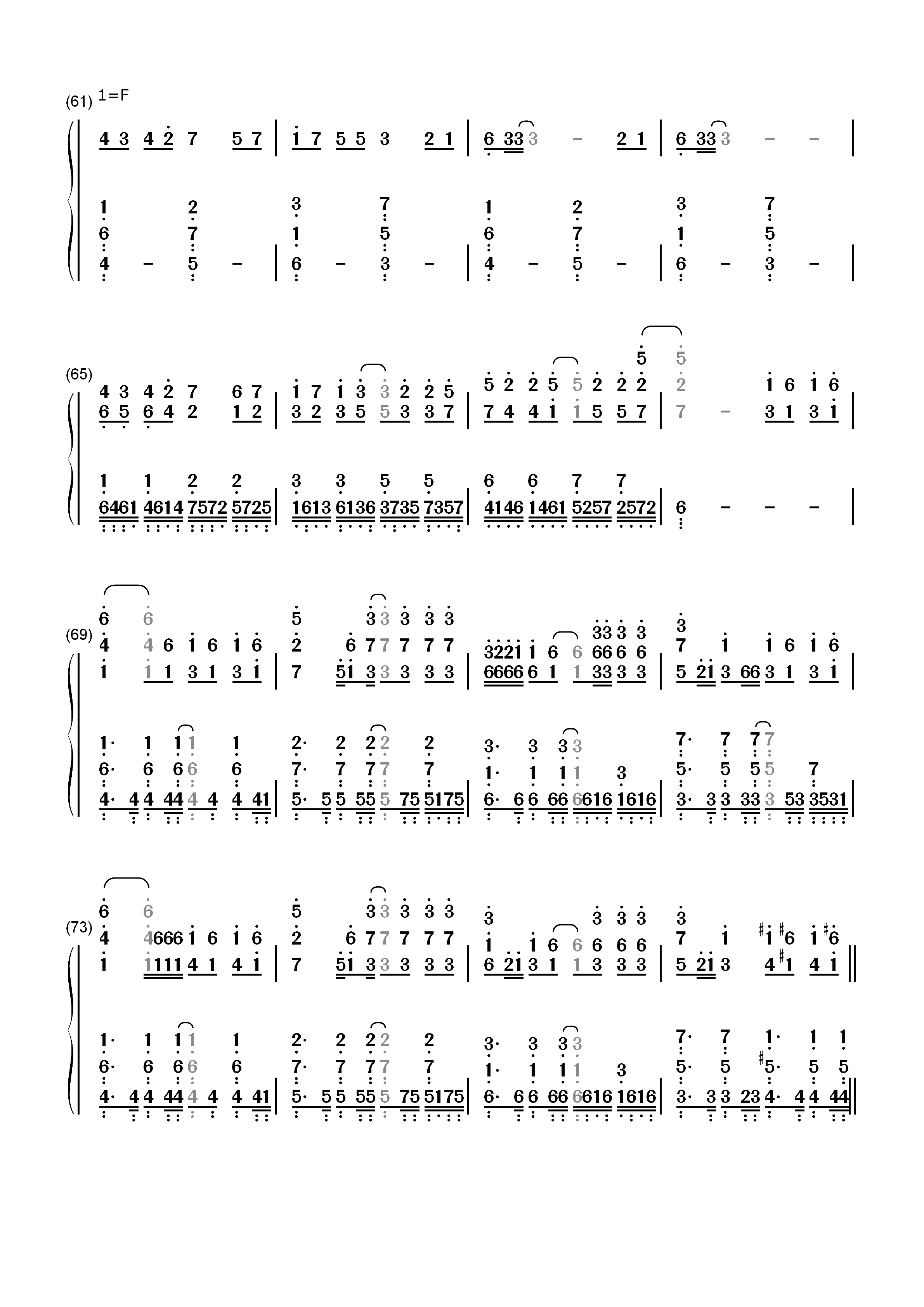 モラトリアム-鸣鸟不飞乌云密布主题曲双手简谱预览5