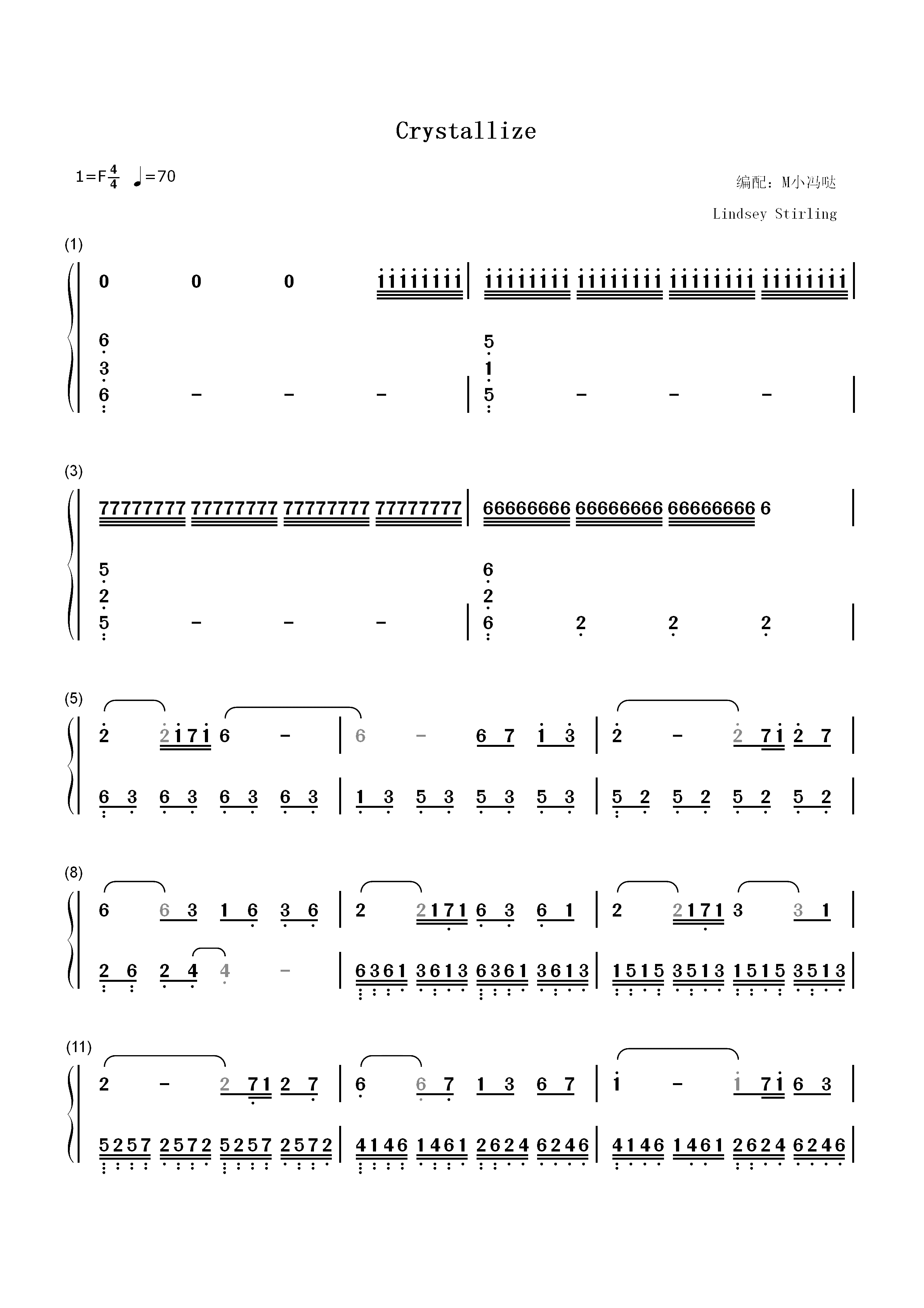 Crystallize-Lindsey Stirling-治愈纯音乐双手简谱预览1