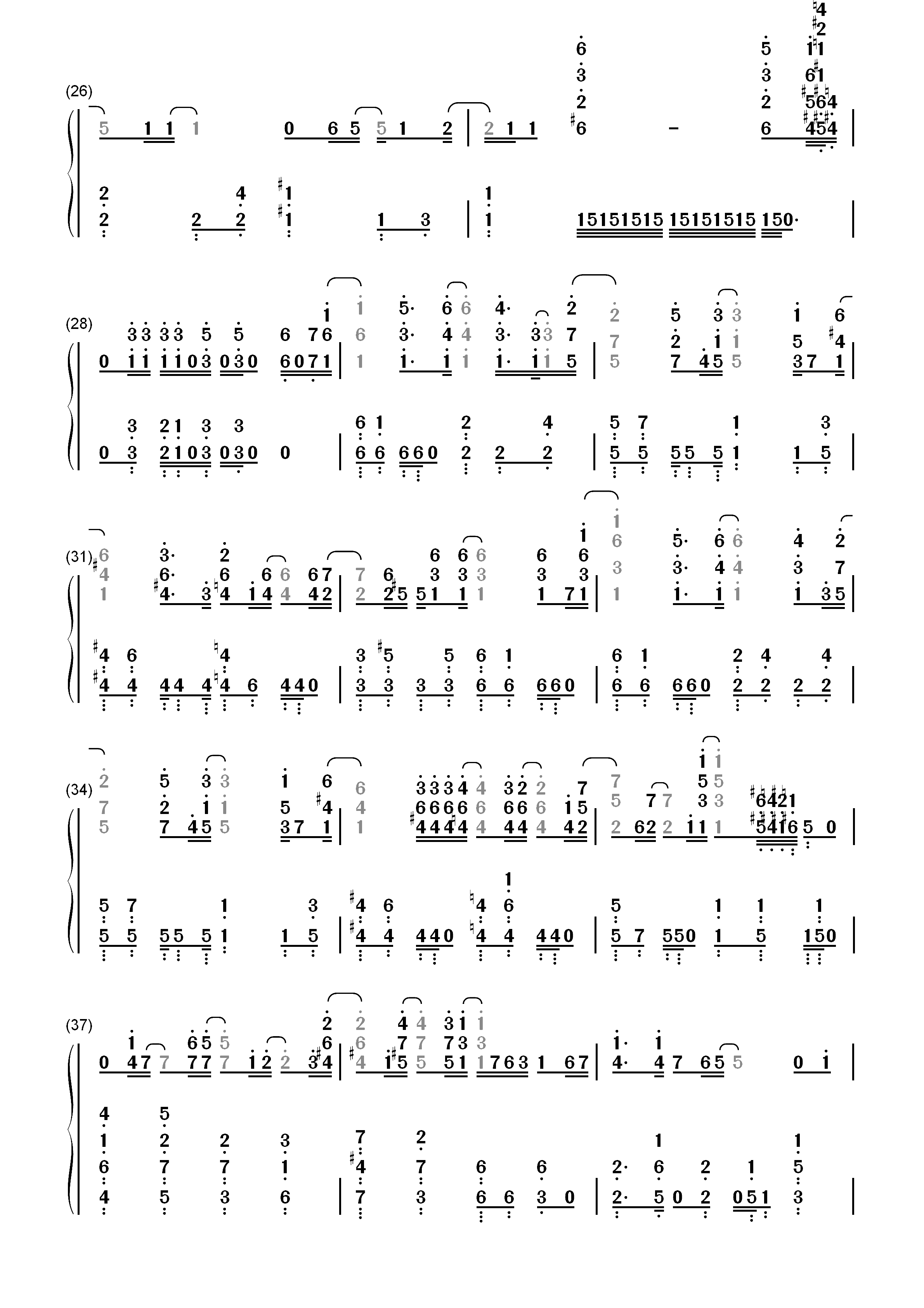 感電-感电-MIU404主题曲双手简谱预览3