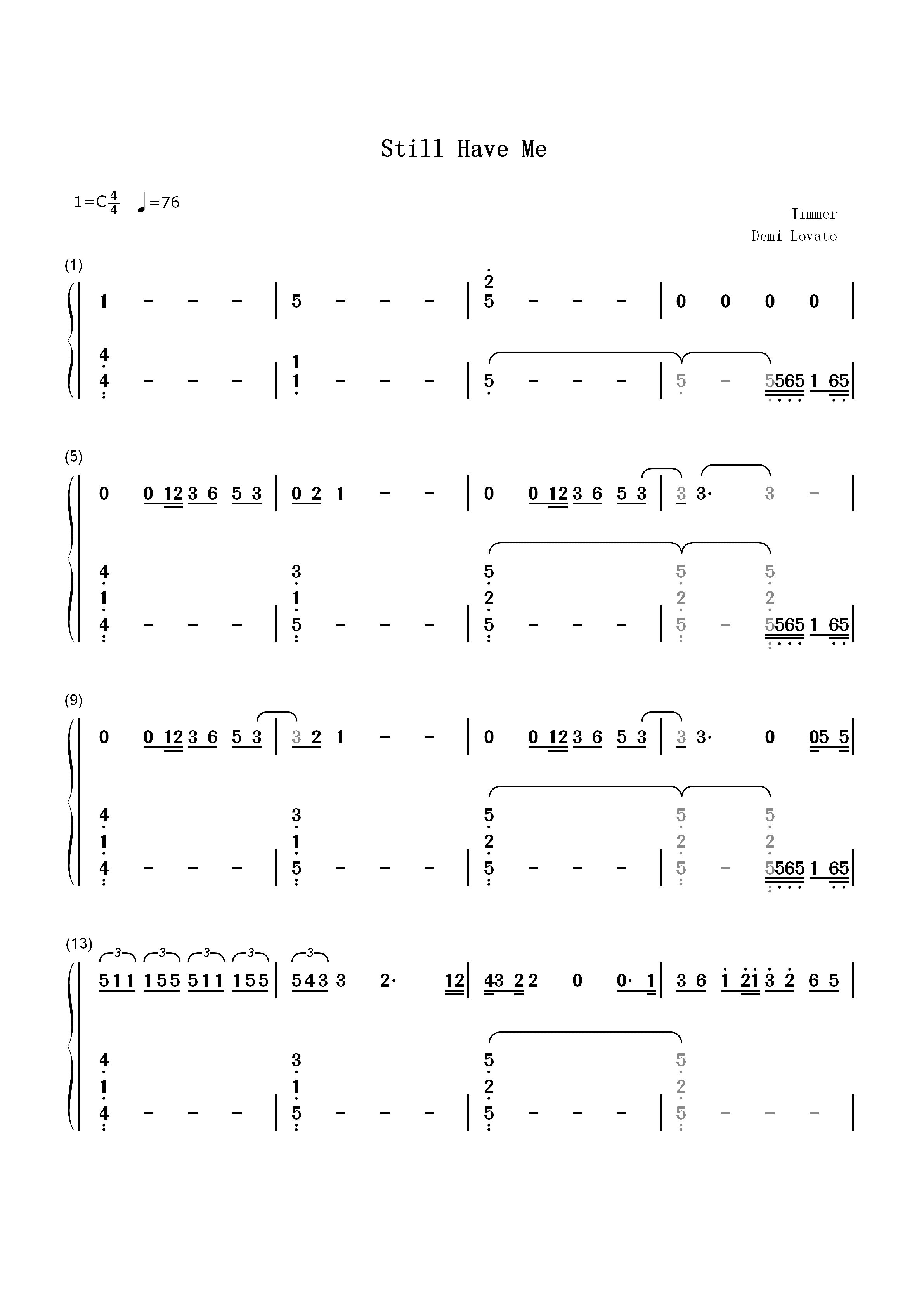 Still Have Me-Demi Lovato双手简谱预览1