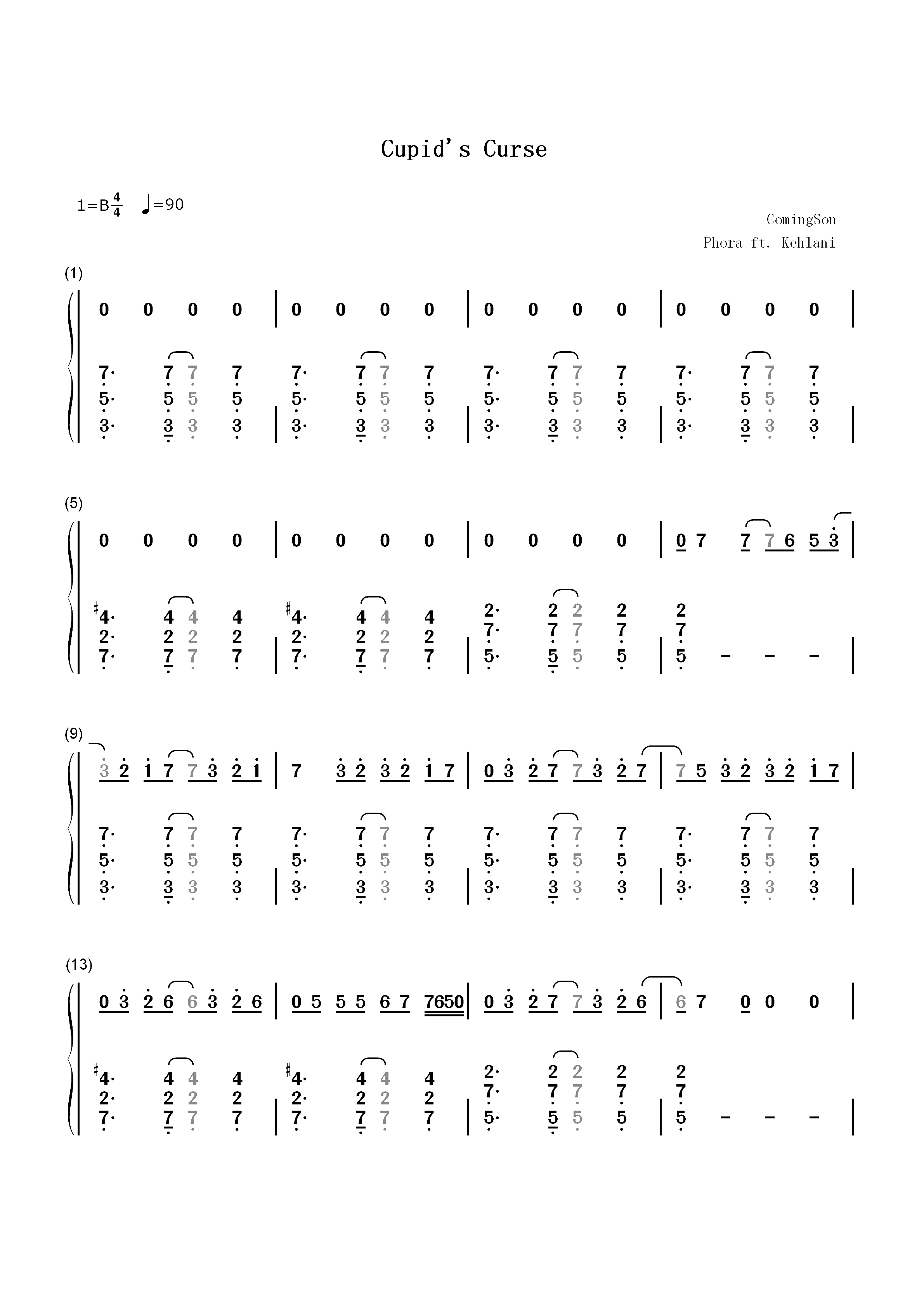Cupids Curse-Phora ft Kehlani双手简谱预览1