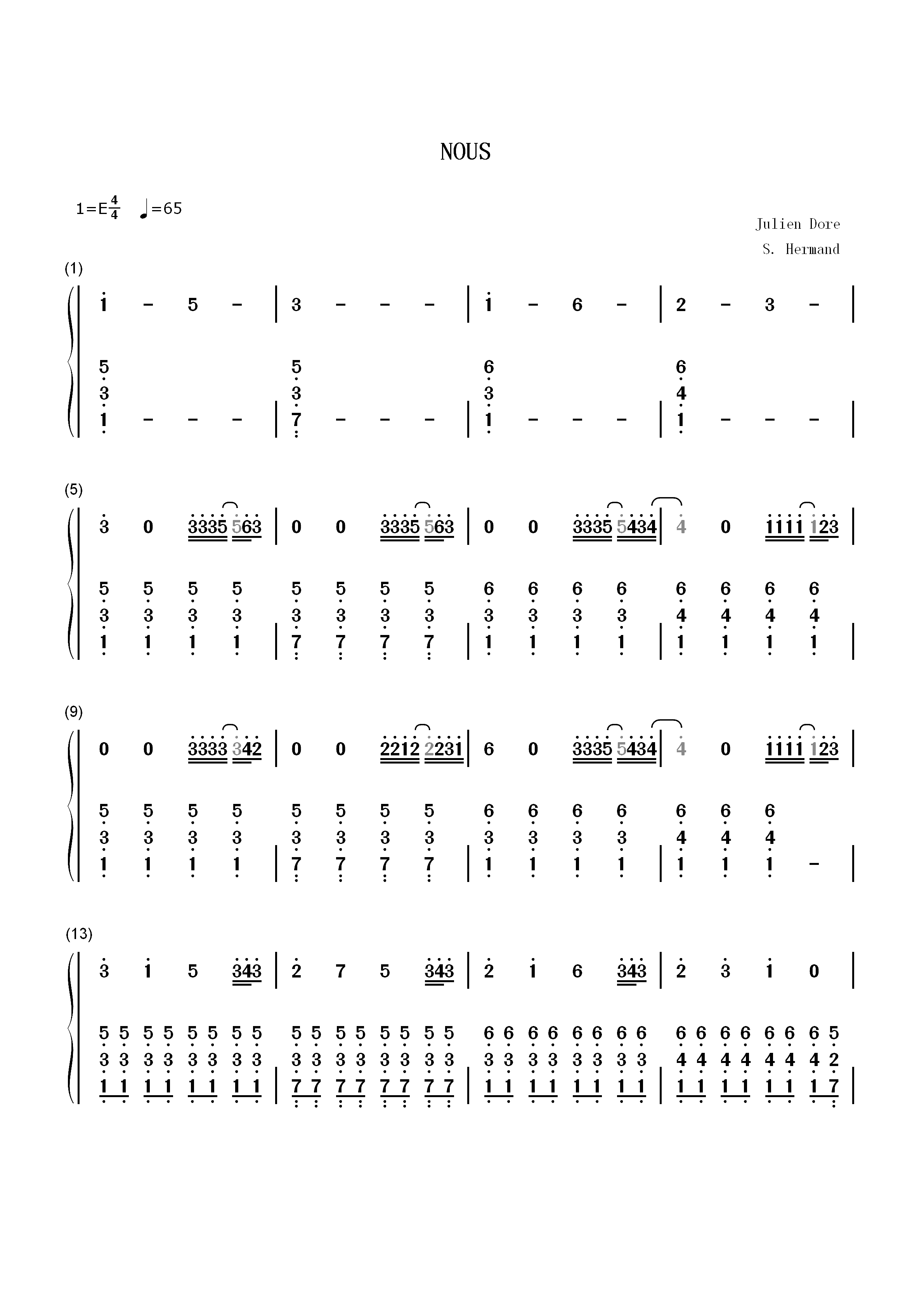 Nous-Julien Doré双手简谱预览1