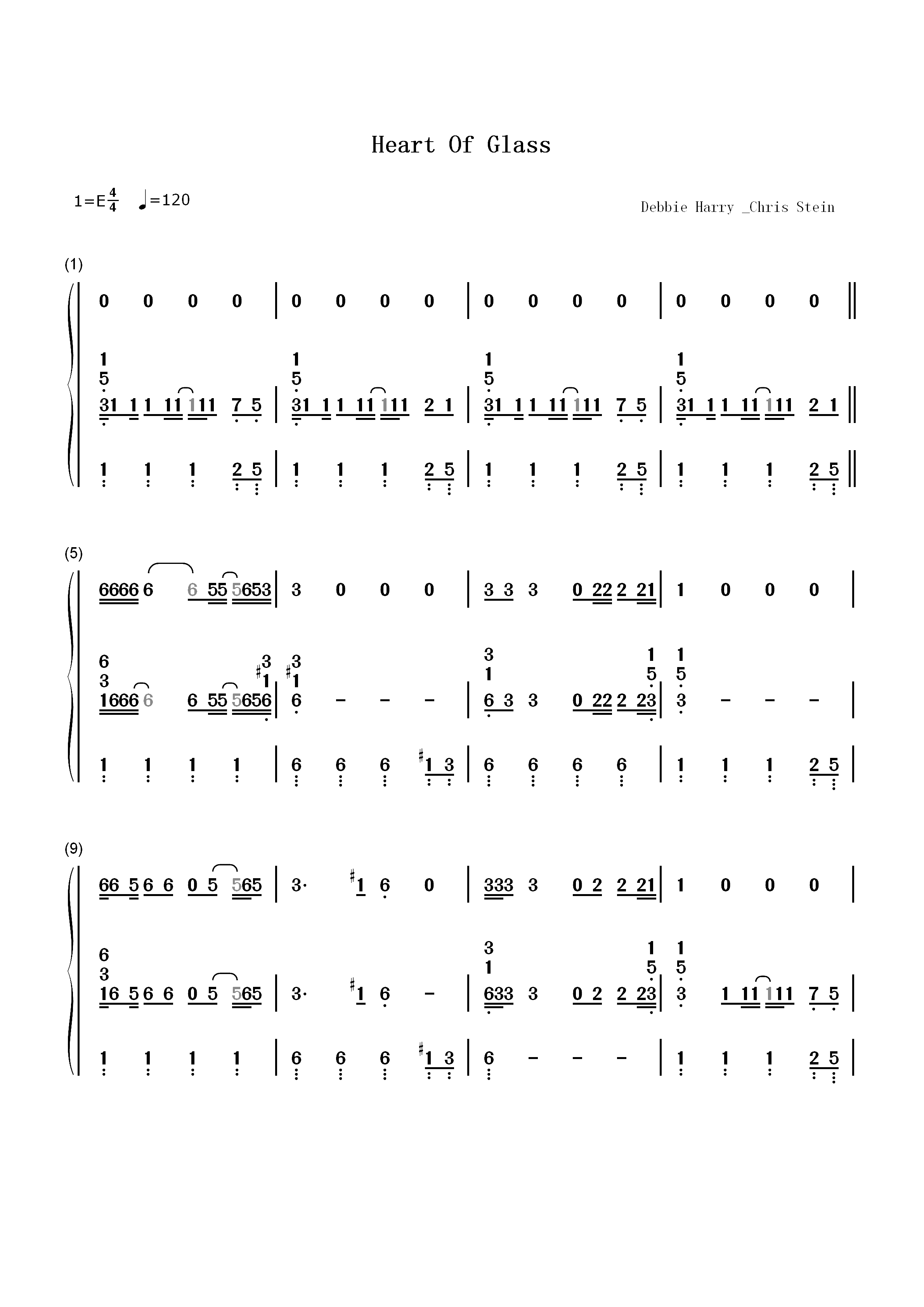 Heart of Glass双手简谱预览1