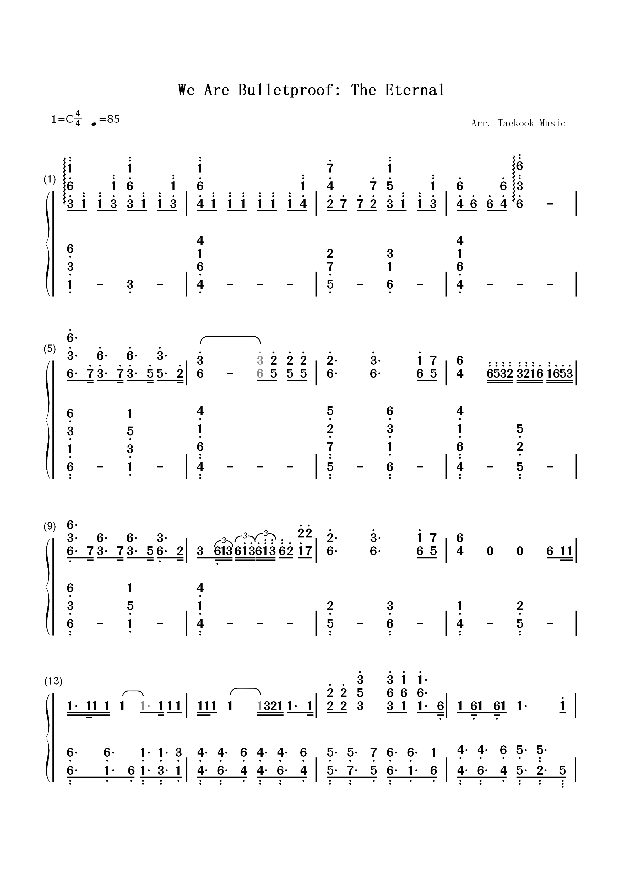 We Are Bulletproof The Eternal-防弹少年团双手简谱预览1