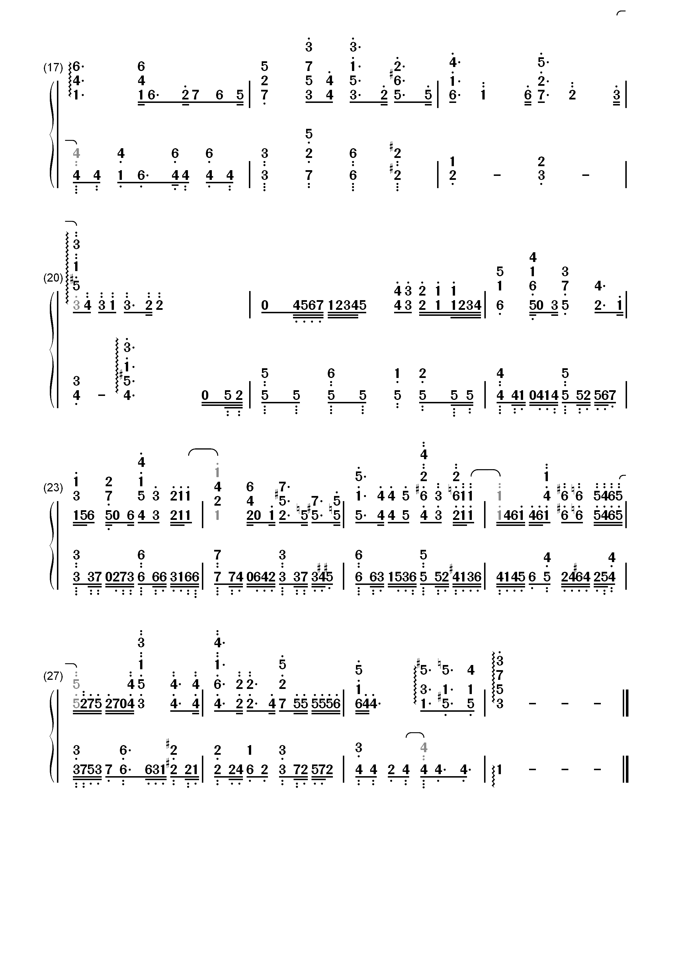 籠の中に鳥-昨日之歌主题曲双手简谱预览2