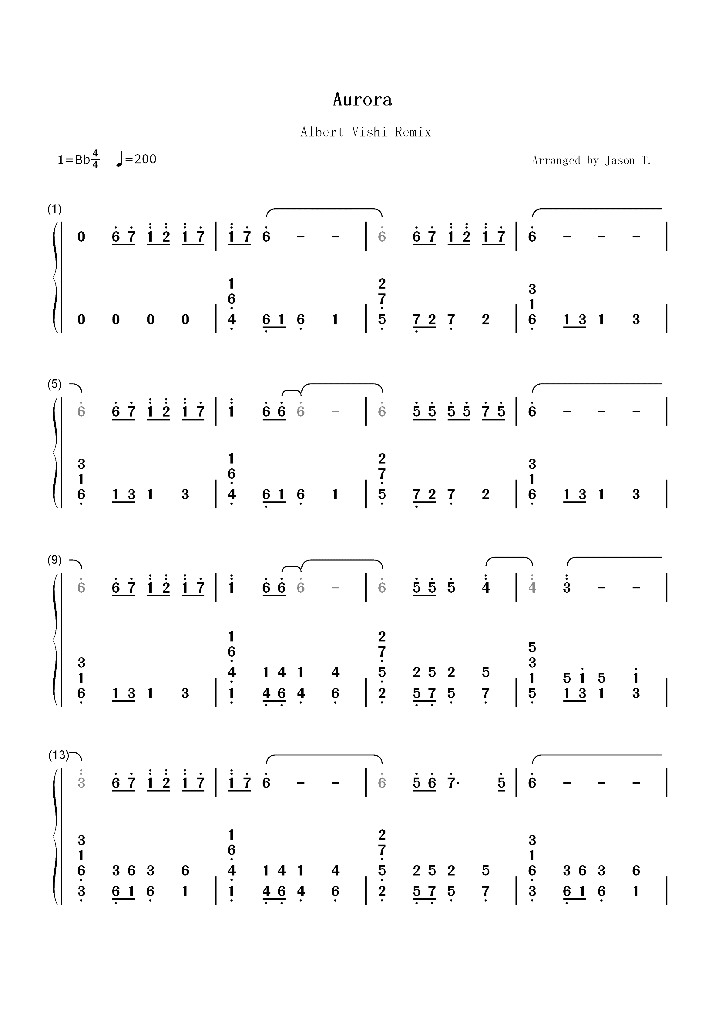 Aurora-K-391 ft RØRY双手简谱预览1