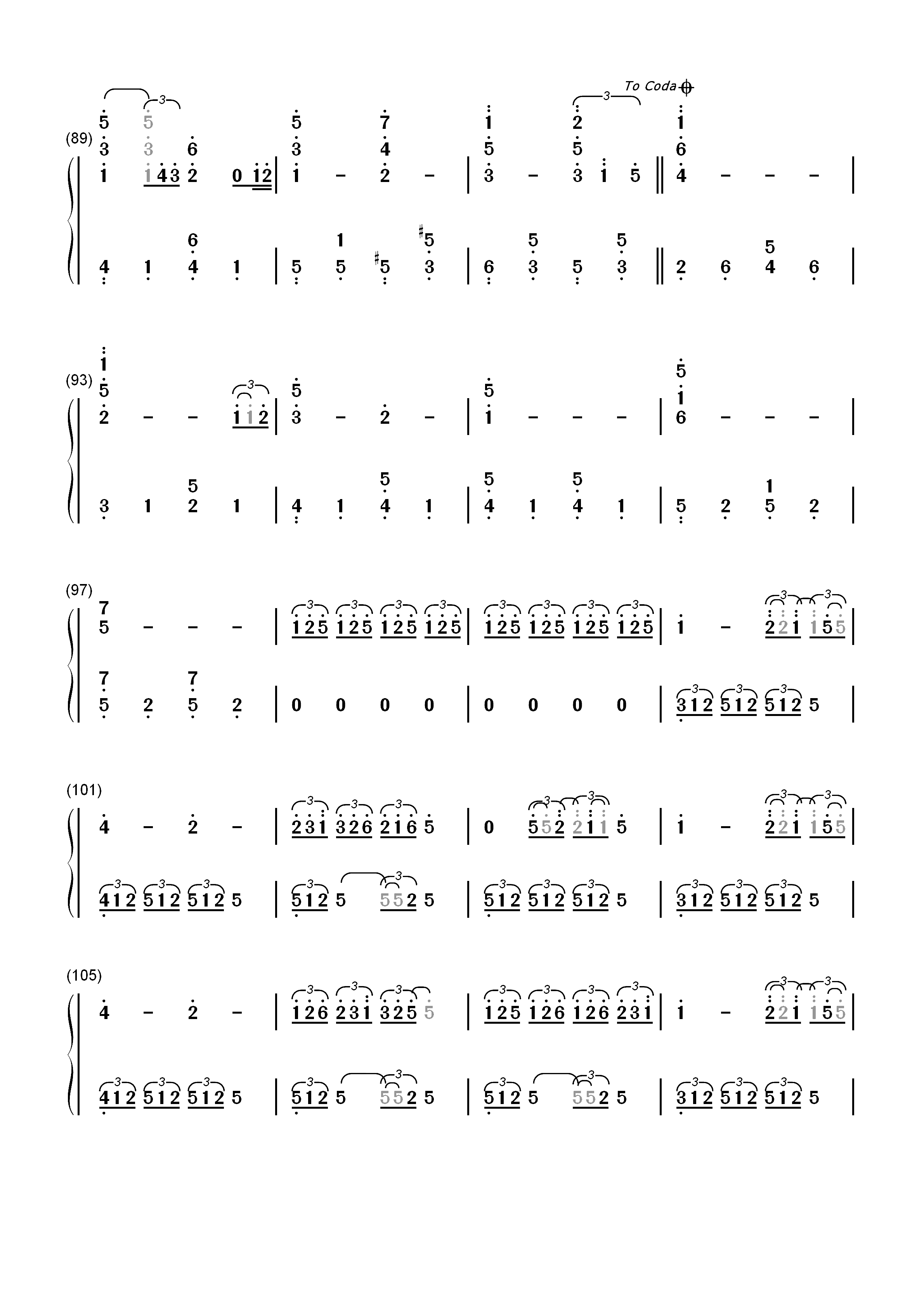 スパークル-火花-你的名字双手简谱预览5