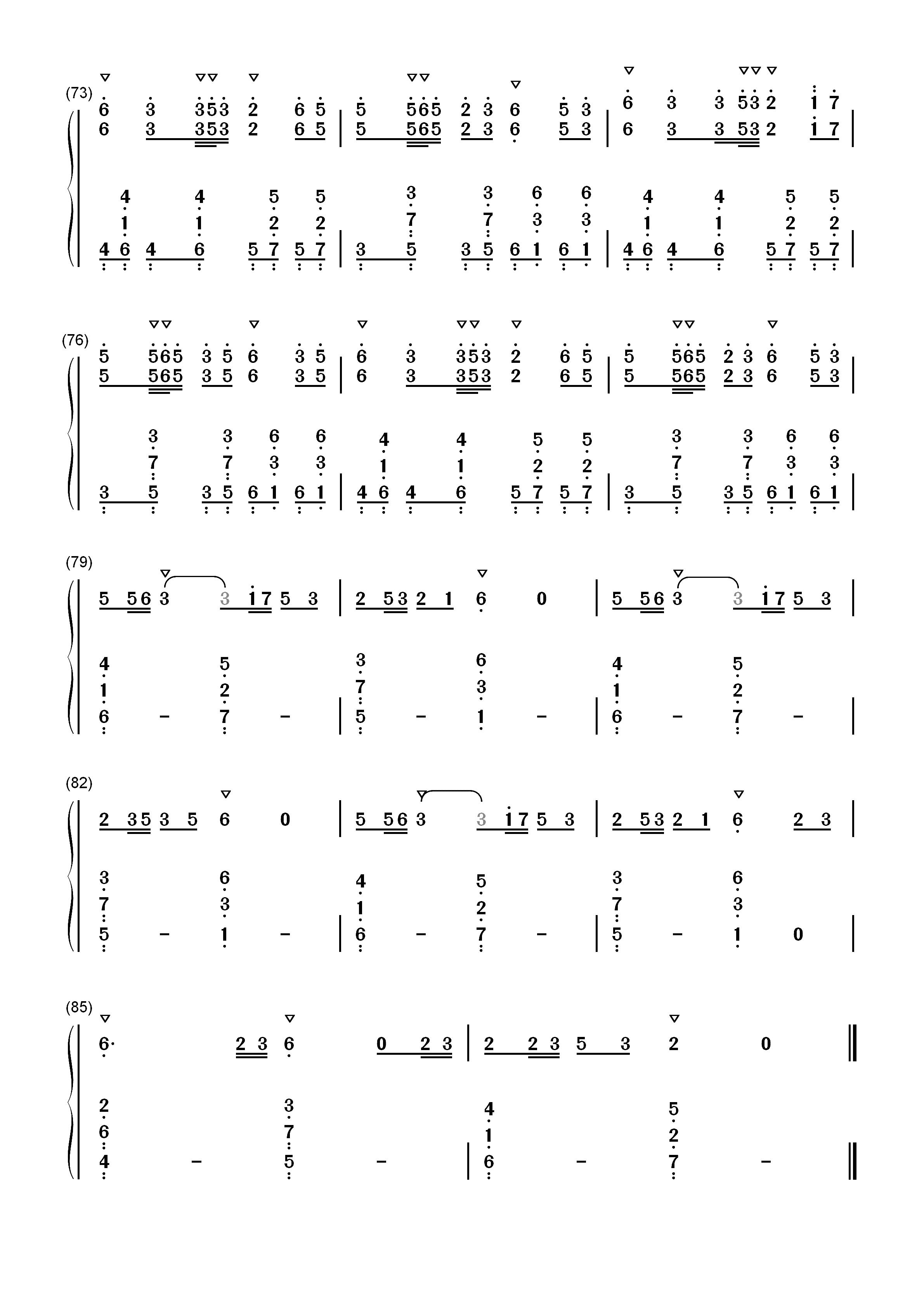 Setsuna-Xomu双手简谱预览5