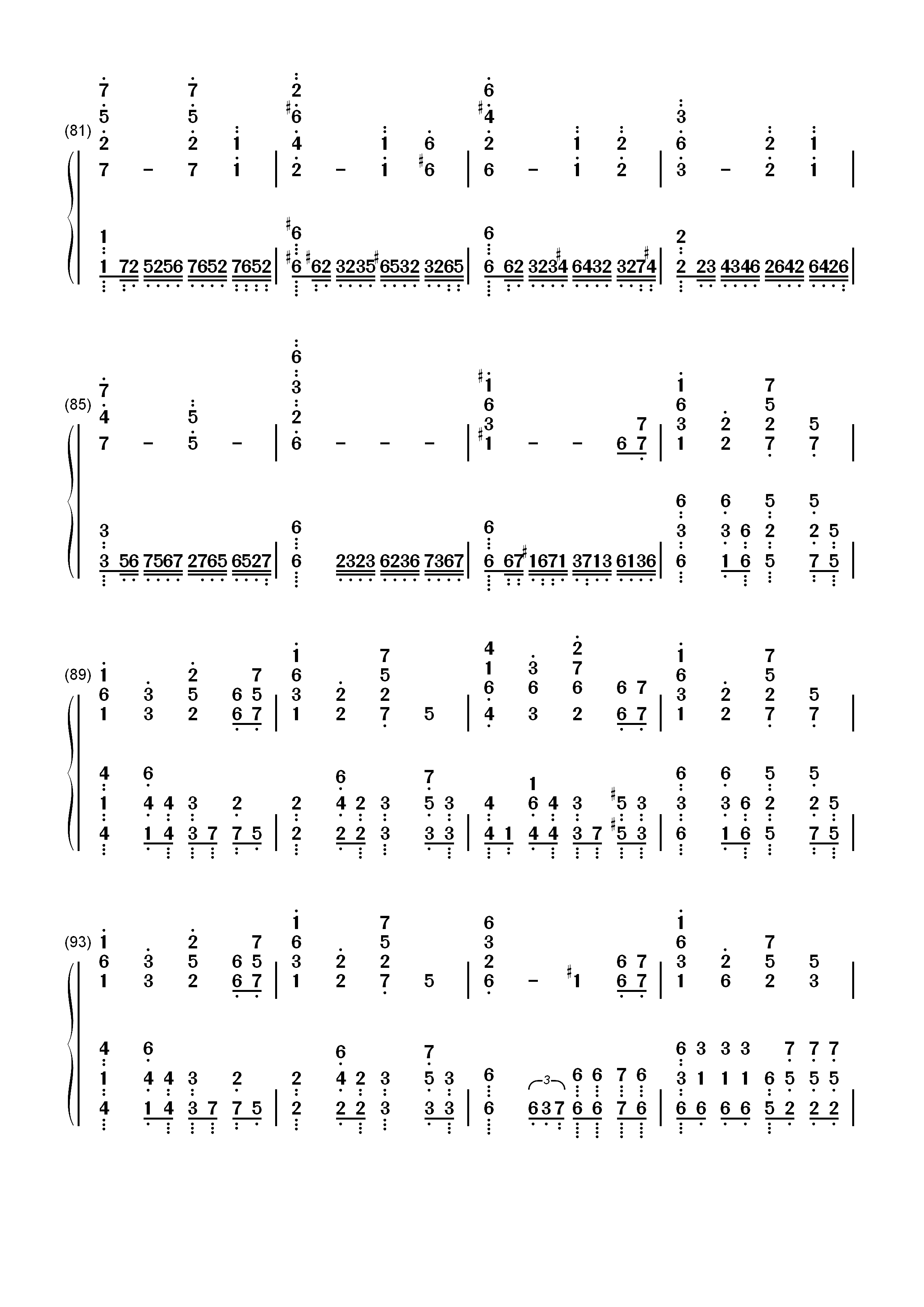 祢豆子主题曲-鬼灭之刃OST双手简谱预览5