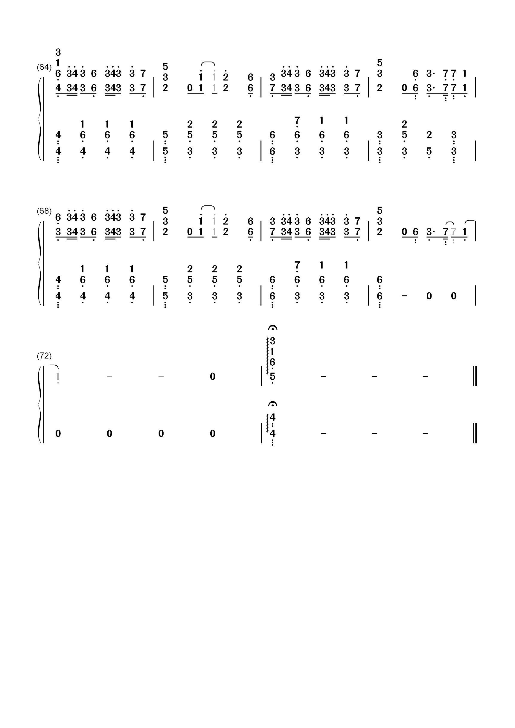 Regression-崩坏3印象曲双手简谱预览5