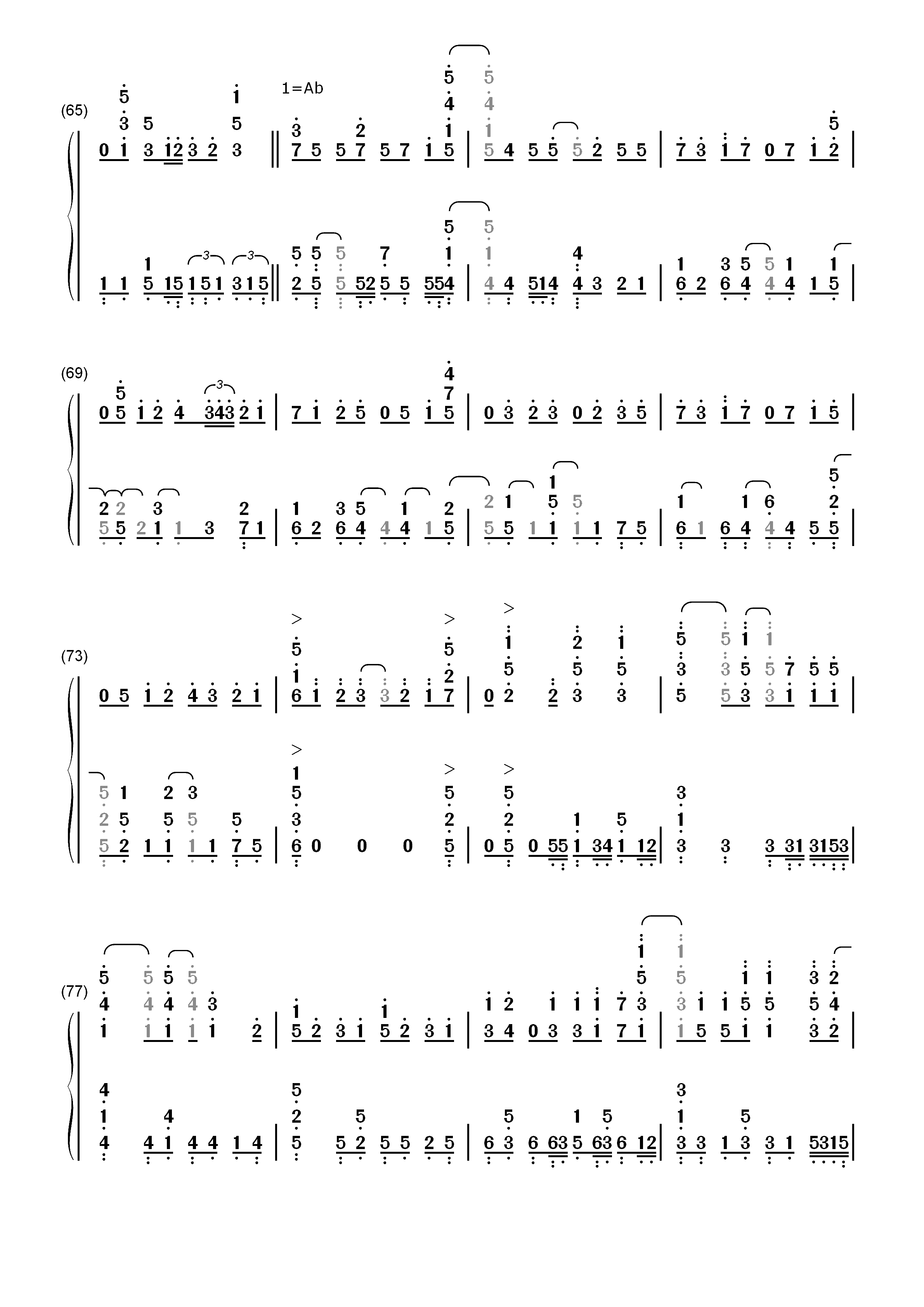 花の塔-Lycoris Recoil ED双手简谱预览5