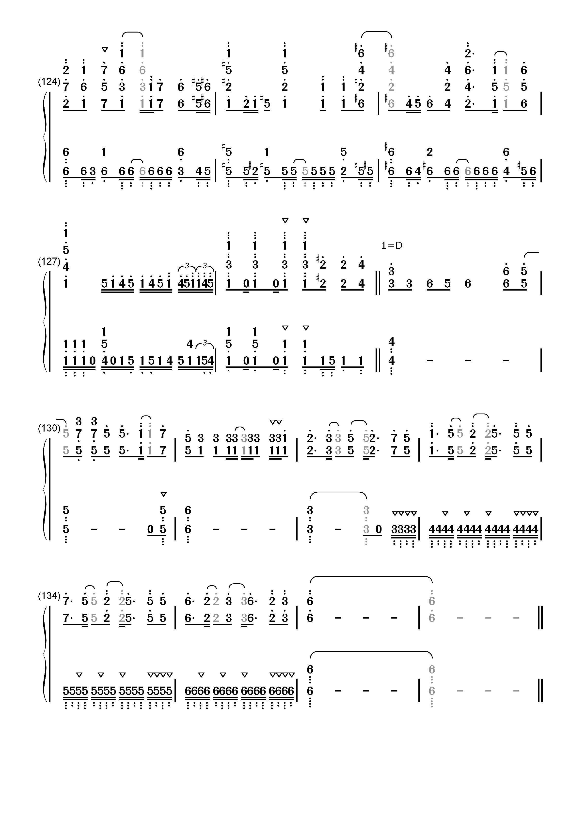 こころに響く恋ほたる-天津罪OP双手简谱预览11