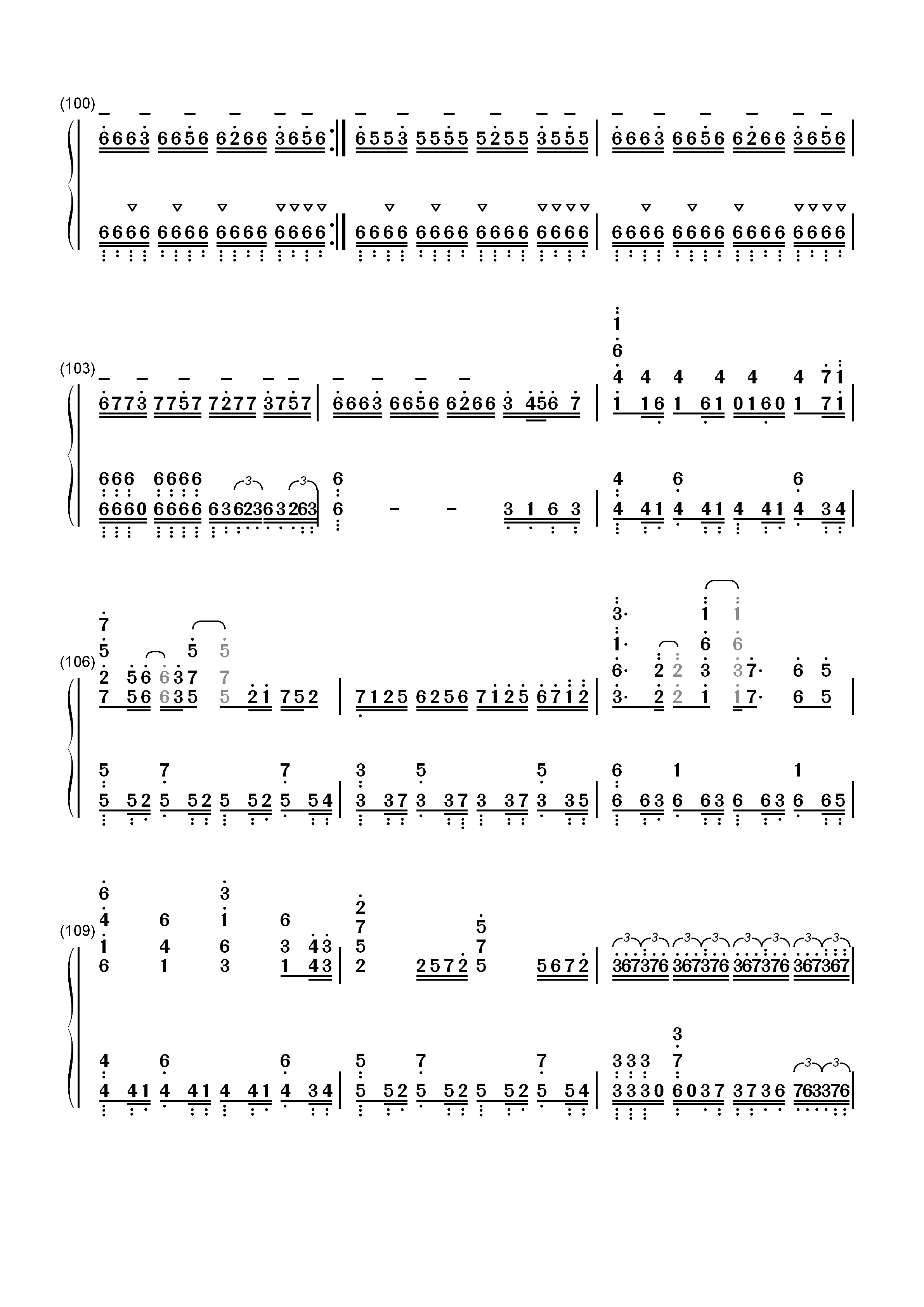 こころに響く恋ほたる-天津罪OP双手简谱预览9