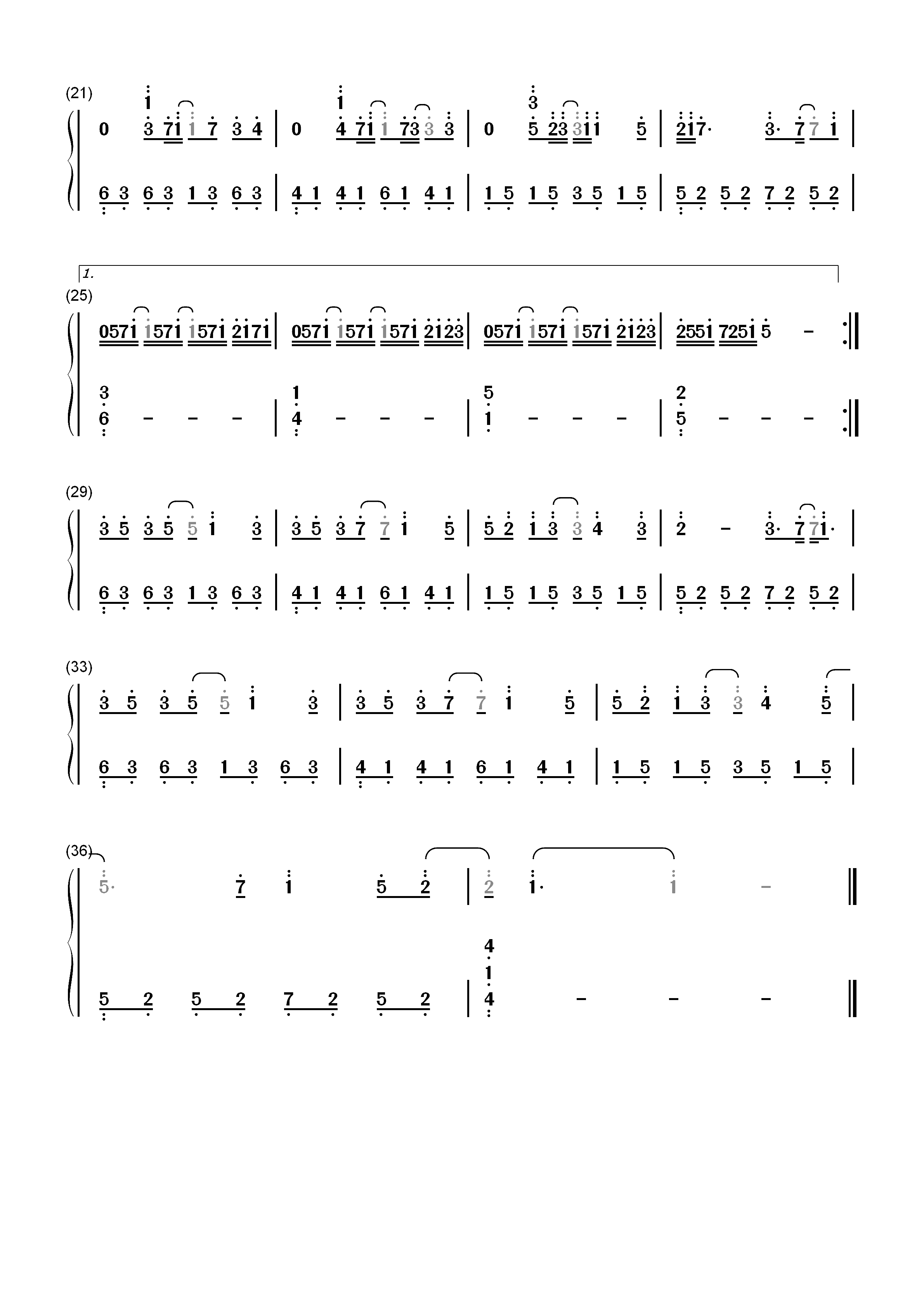 诀爱-苍兰诀OP双手简谱预览2