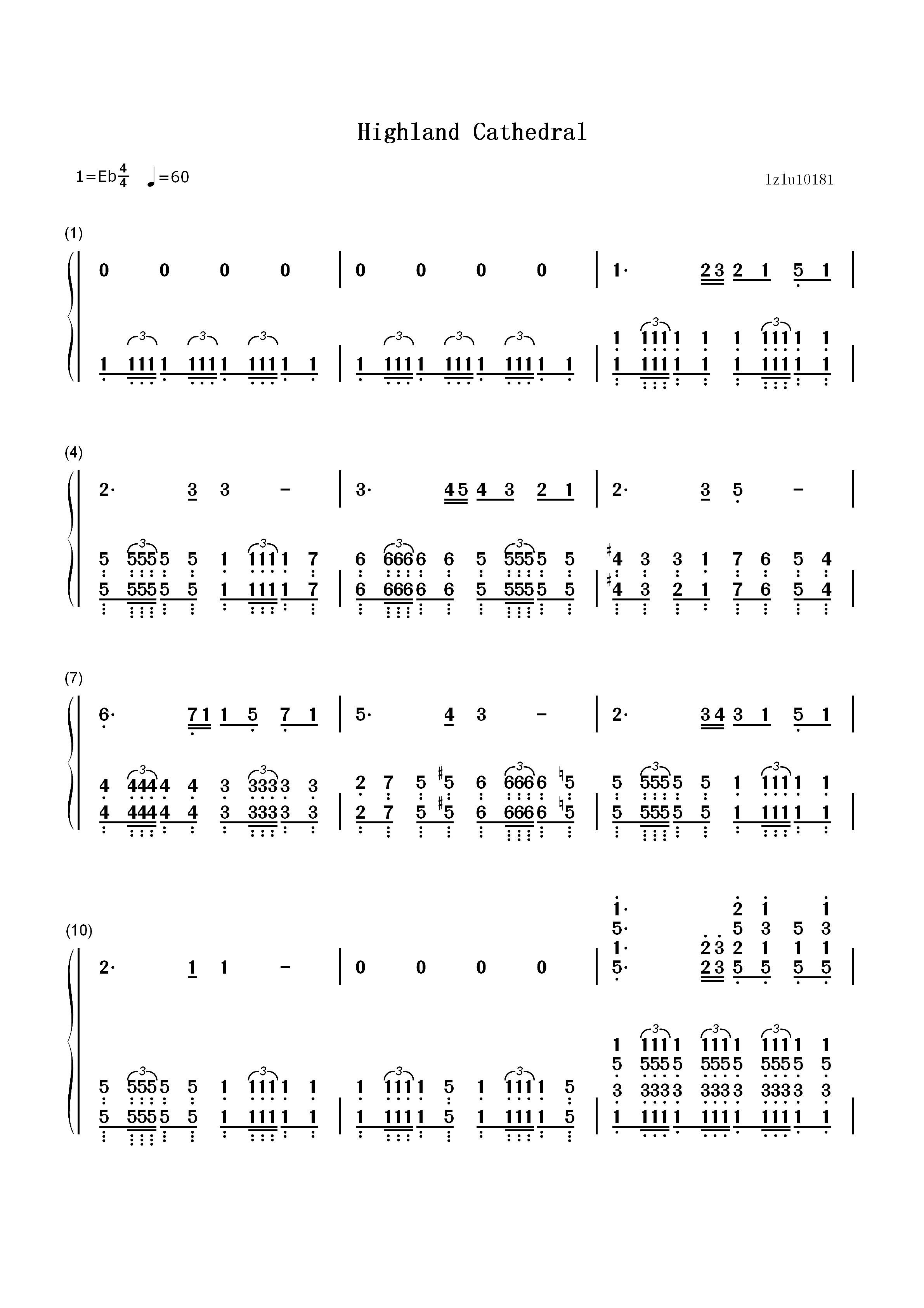 Highland Cathedral-高地大教堂双手简谱预览1