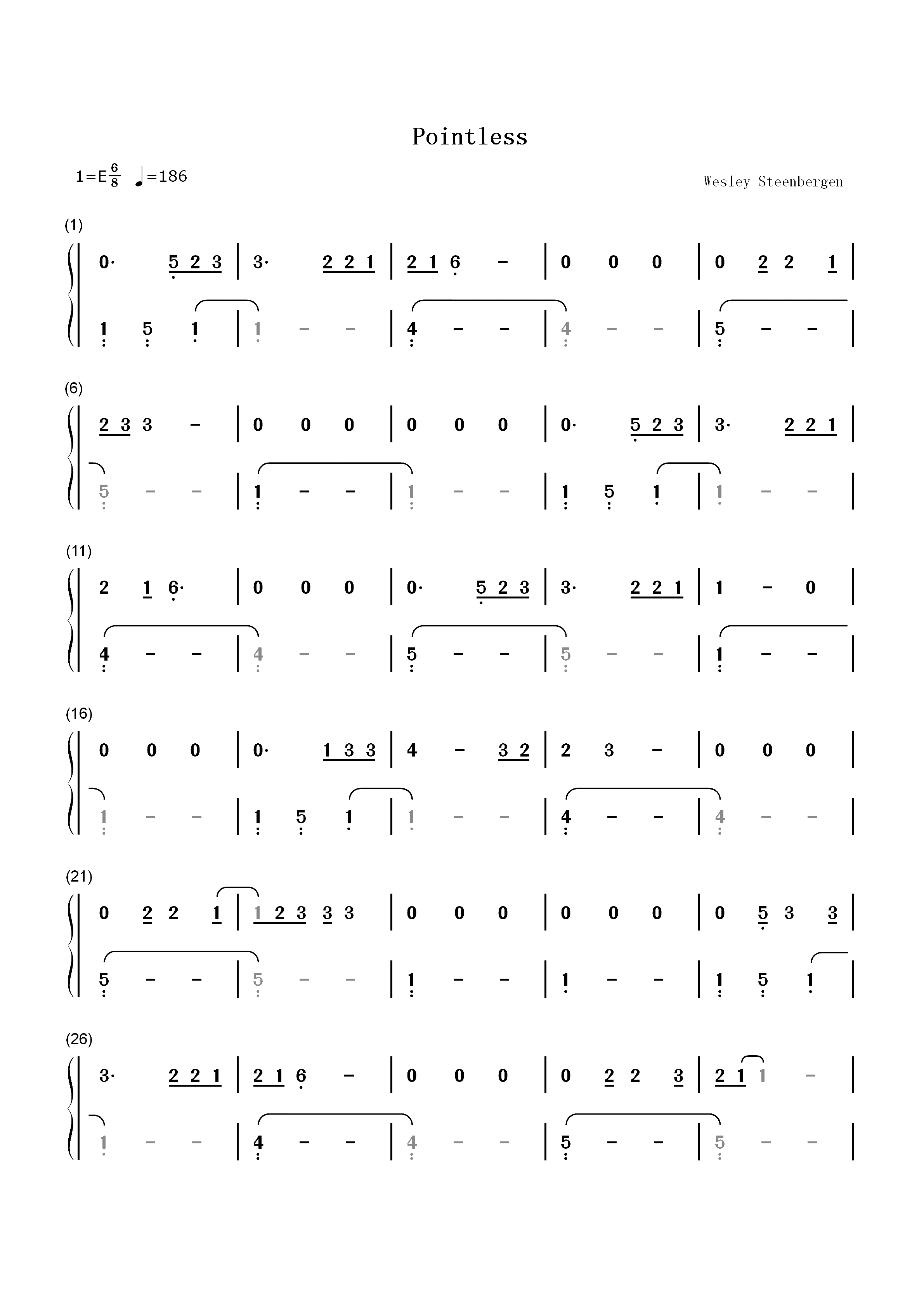 Pointless-Lewis Capaldi双手简谱预览1