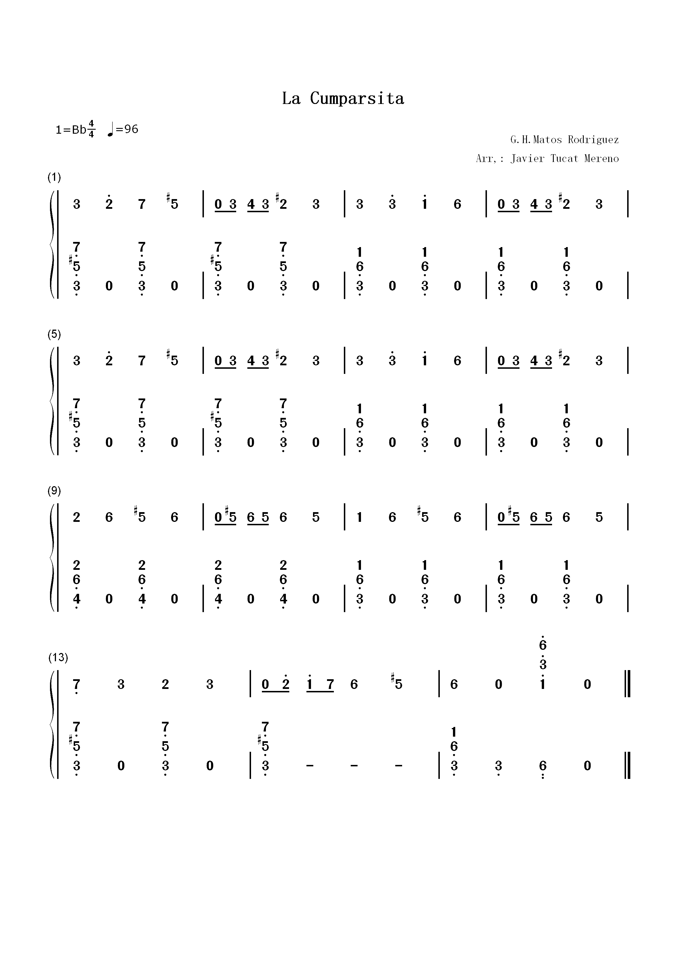 La Cumparsita-假面舞会-假面游行双手简谱预览1