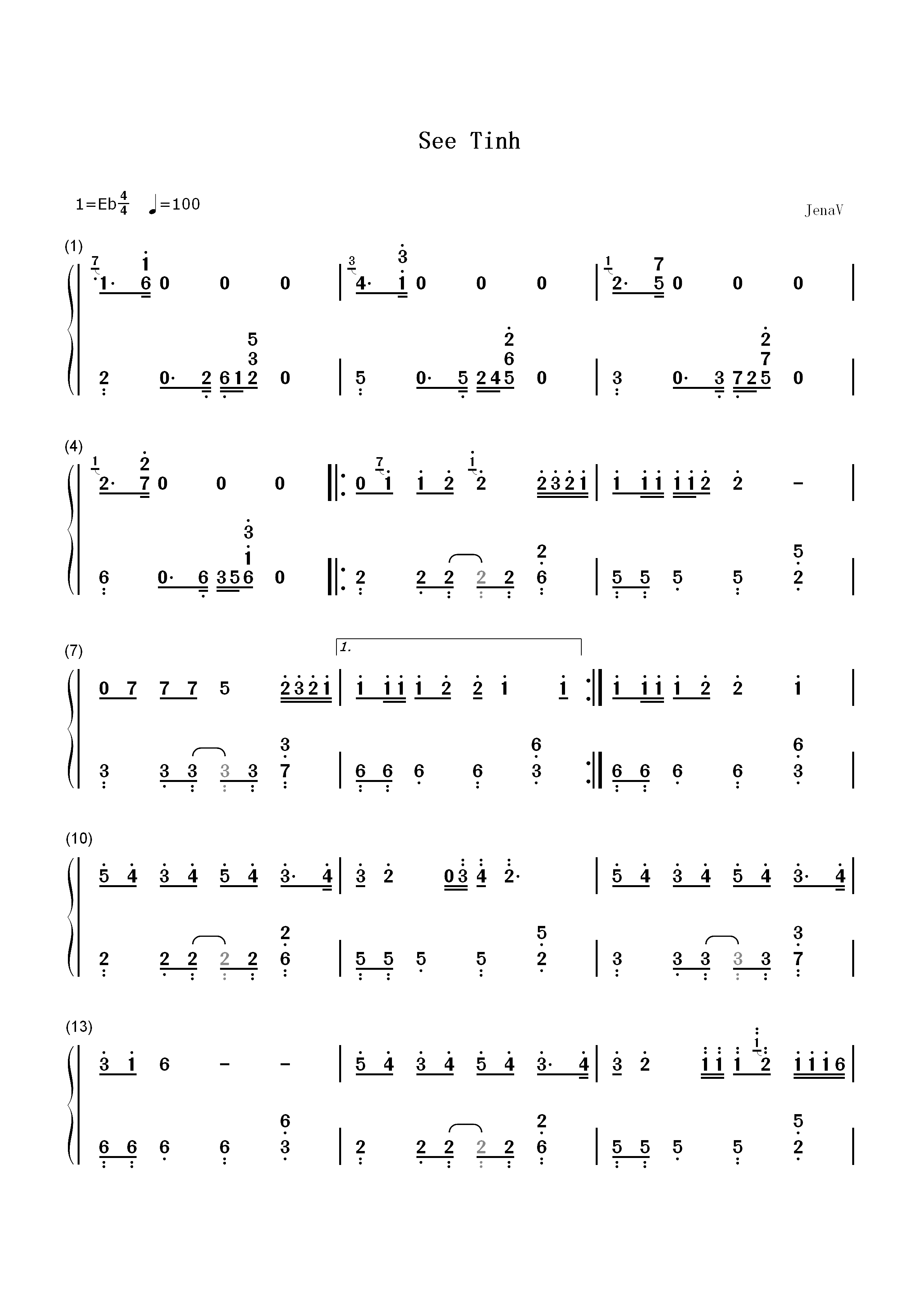 See Tinh-见爱响铃-叮叮当当舞-越南神曲双手简谱预览1