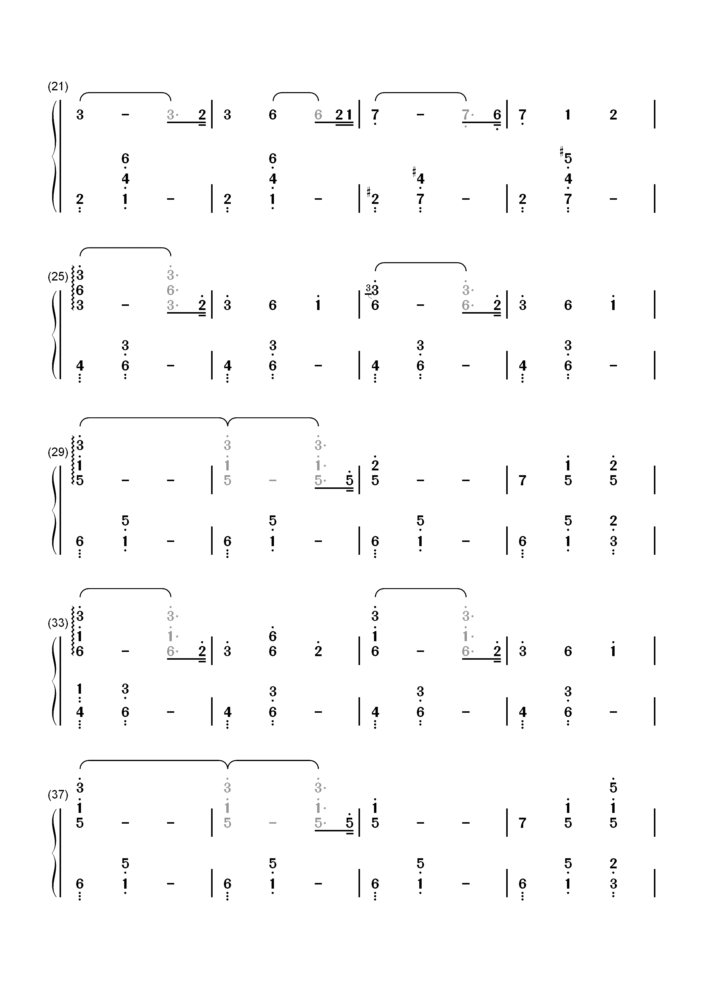 Opus-坂本龙一双手简谱预览2