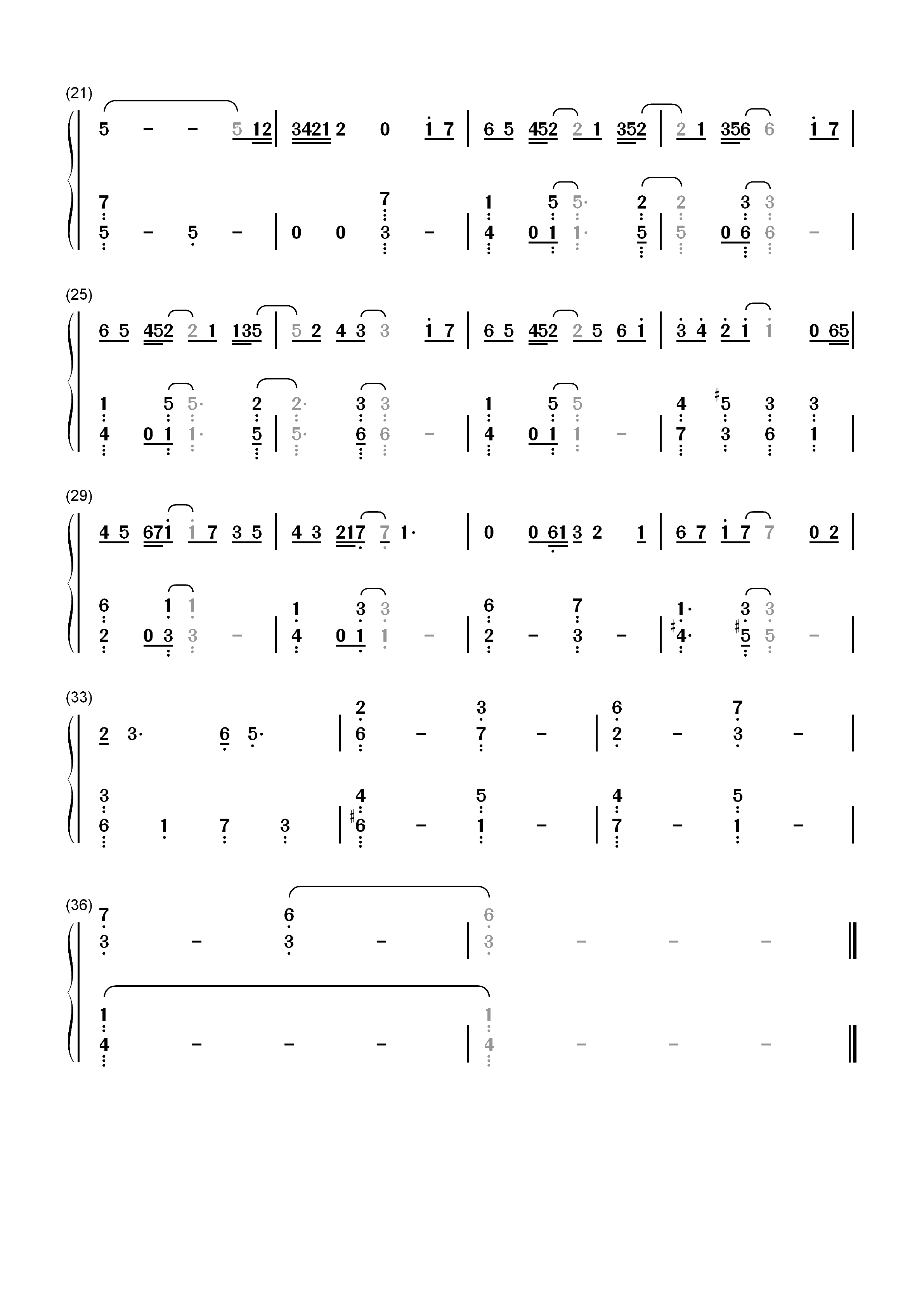 月を見ていた-简单版-最终幻想16主题曲双手简谱预览2