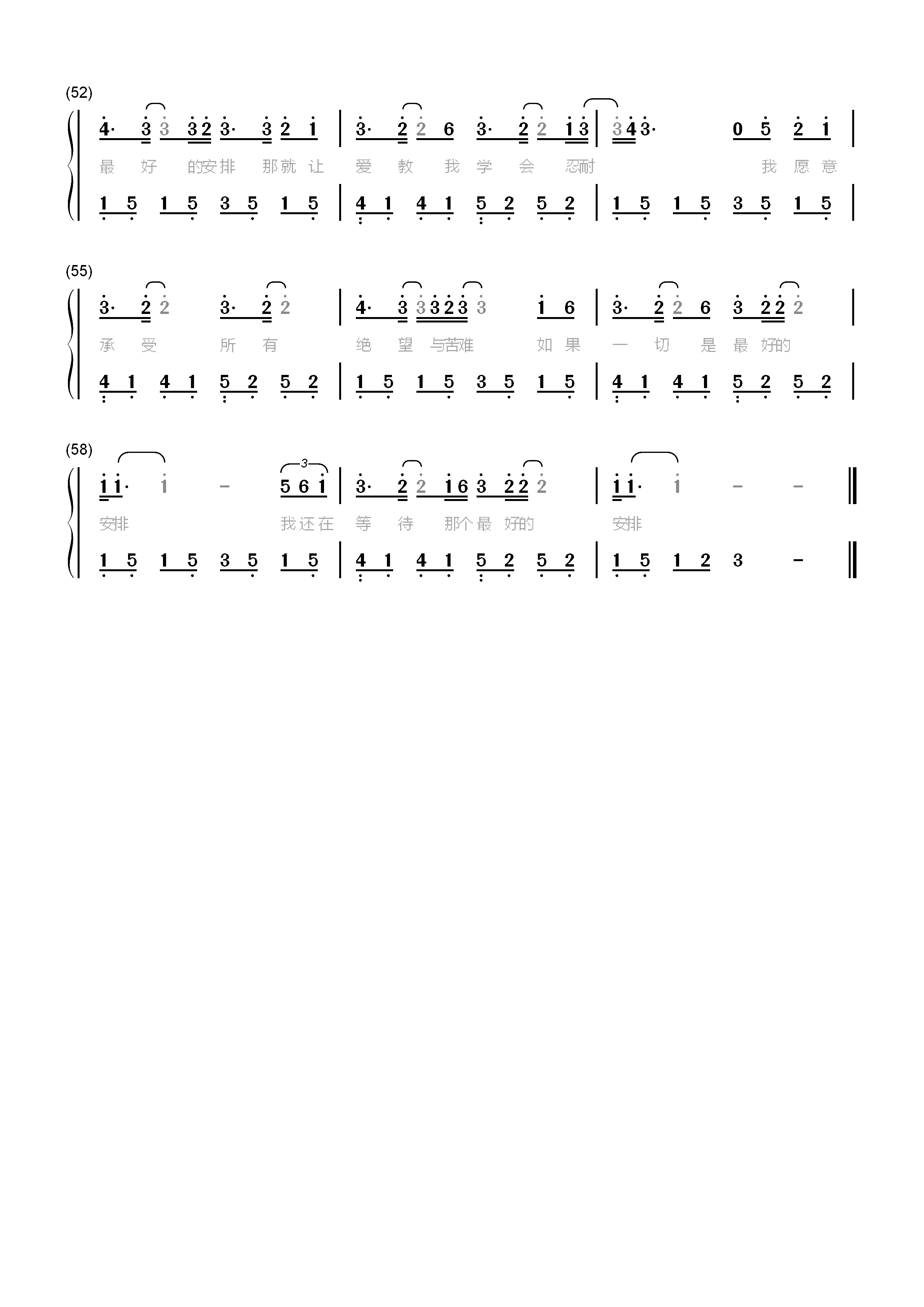 最好的安排-曲婉婷双手简谱预览4