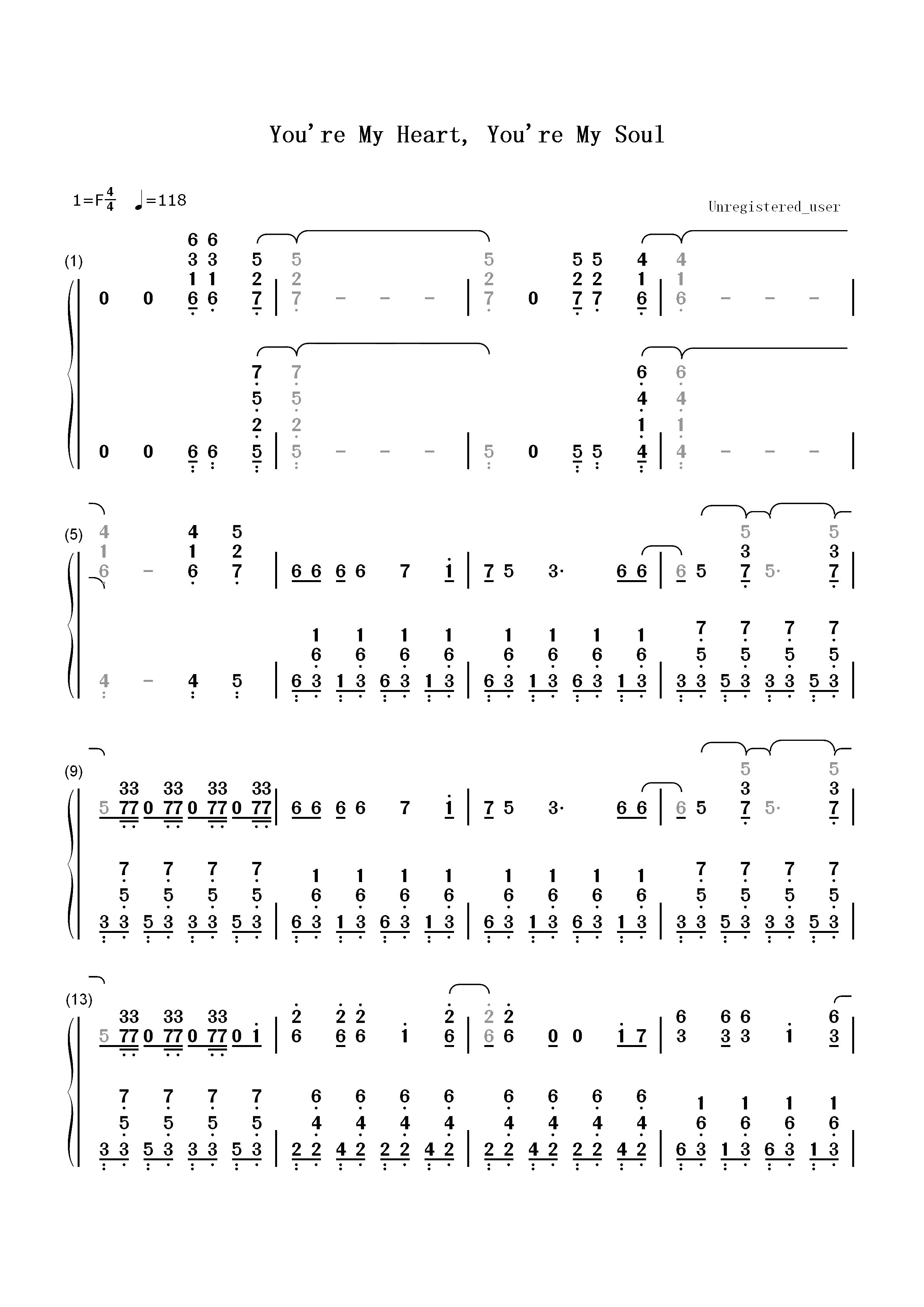 You Are My Heart You Are My Soul-Modern Talking双手简谱预览1