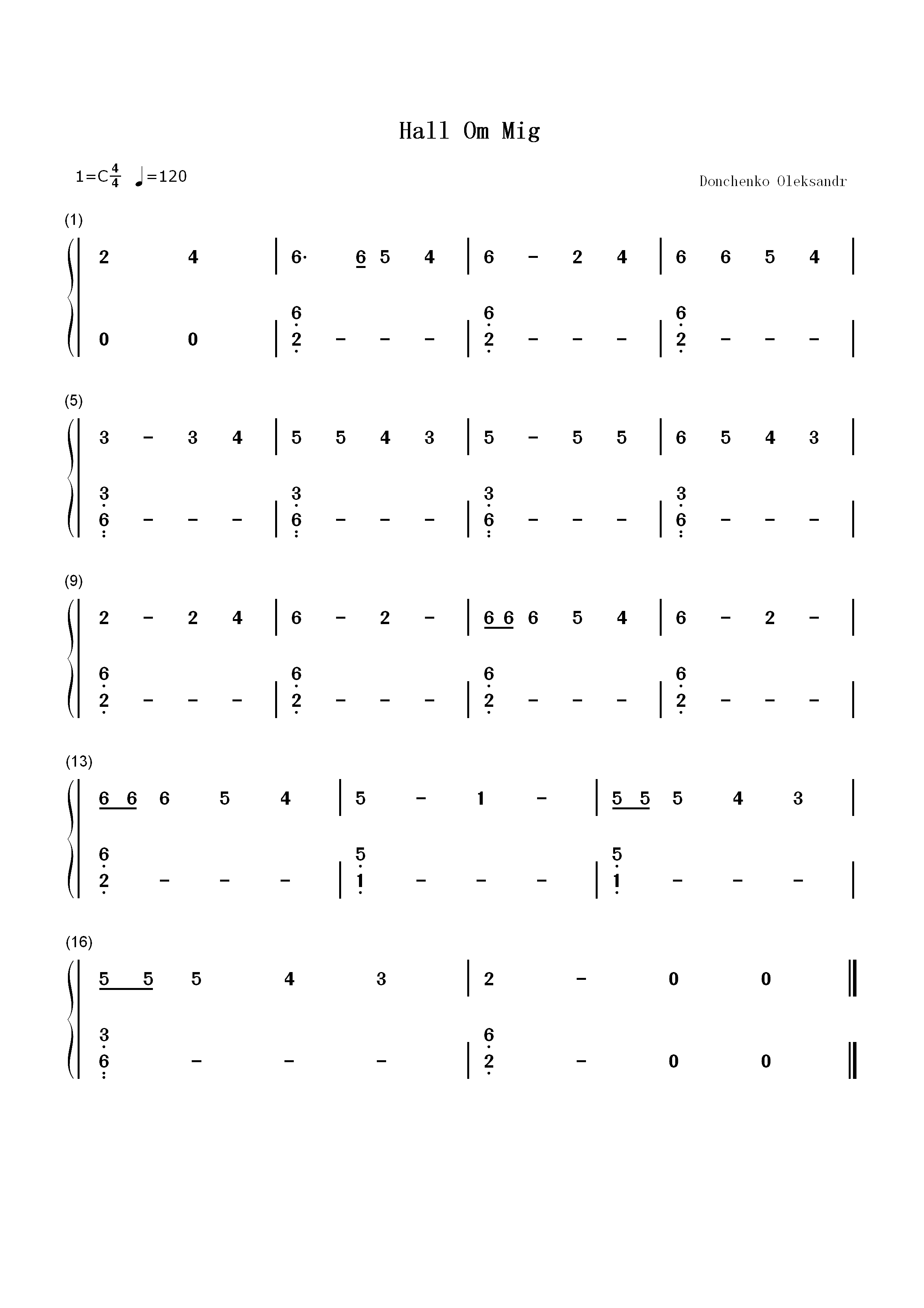 Hall Om Mig-Nanne Gronvall双手简谱预览1