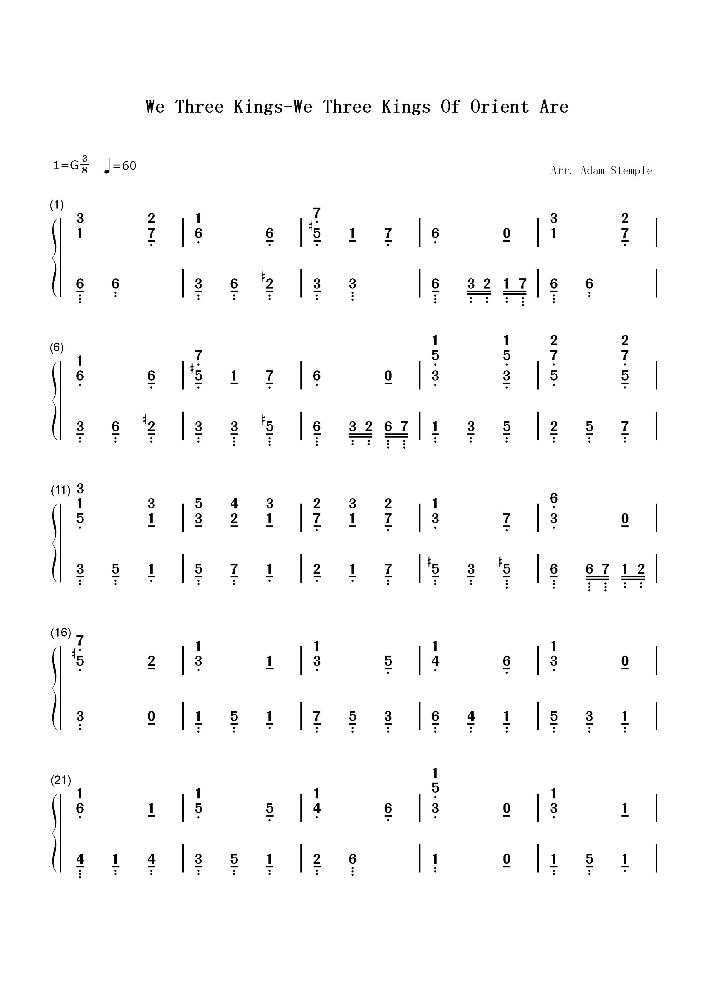We Three Kings-We Three Kings Of Orient Are-简单版双手简谱预览1