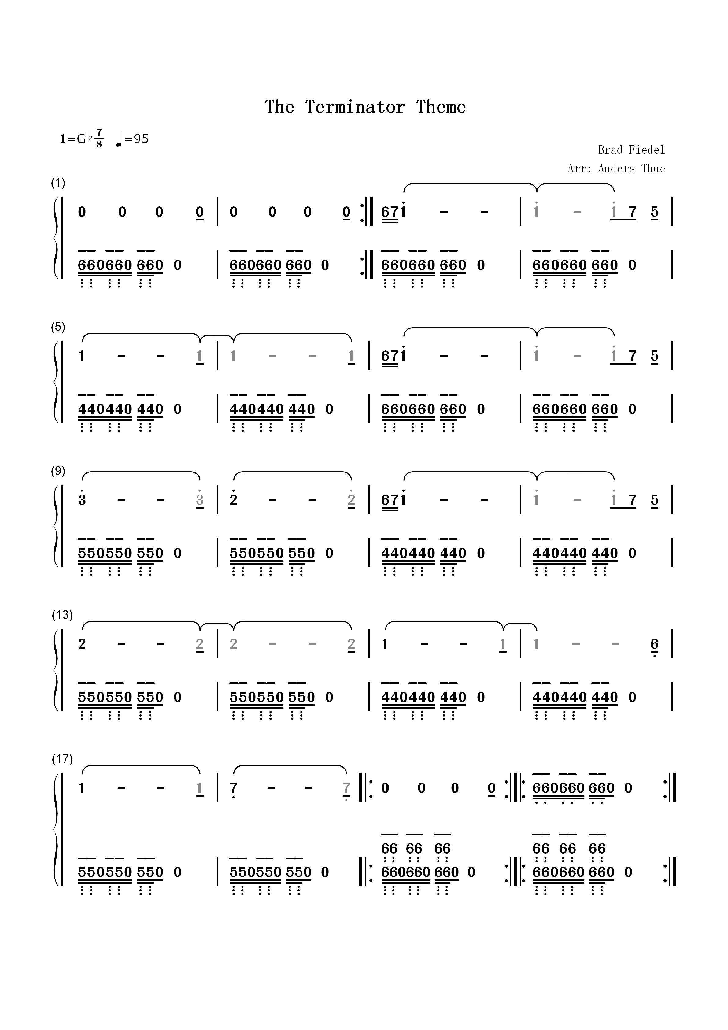 The Terminator Theme-终结者双手简谱预览1